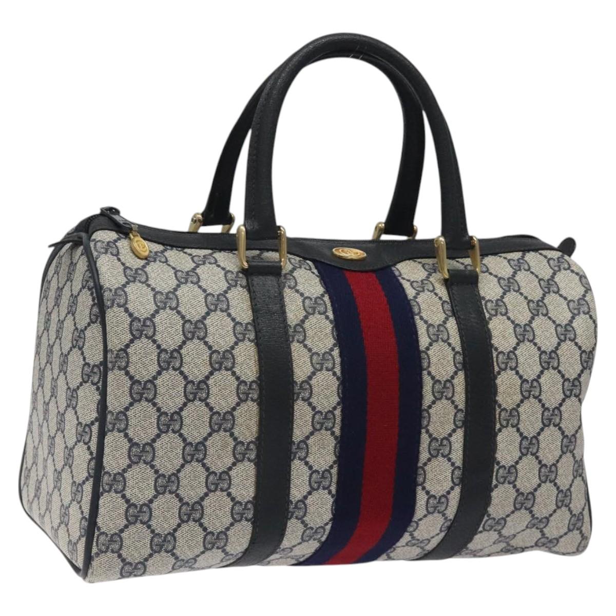 GG Supreme Sherry Line Boston Bag PVC Navy Gold 40 3842