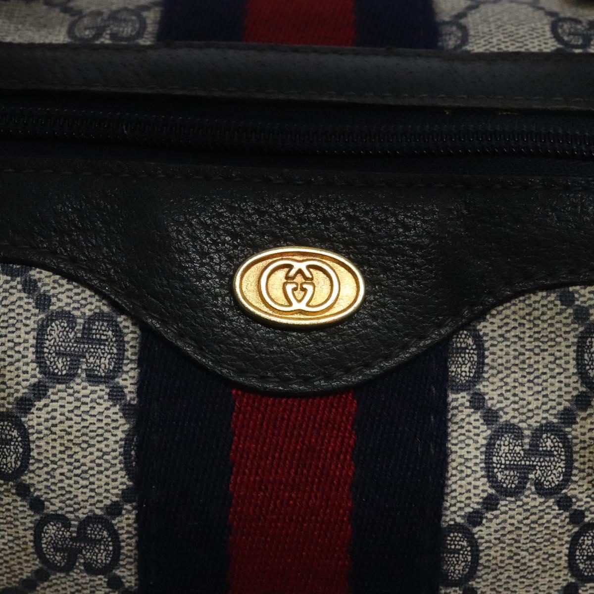 GG Supreme Sherry Line Boston Bag PVC Navy Gold 40 3842