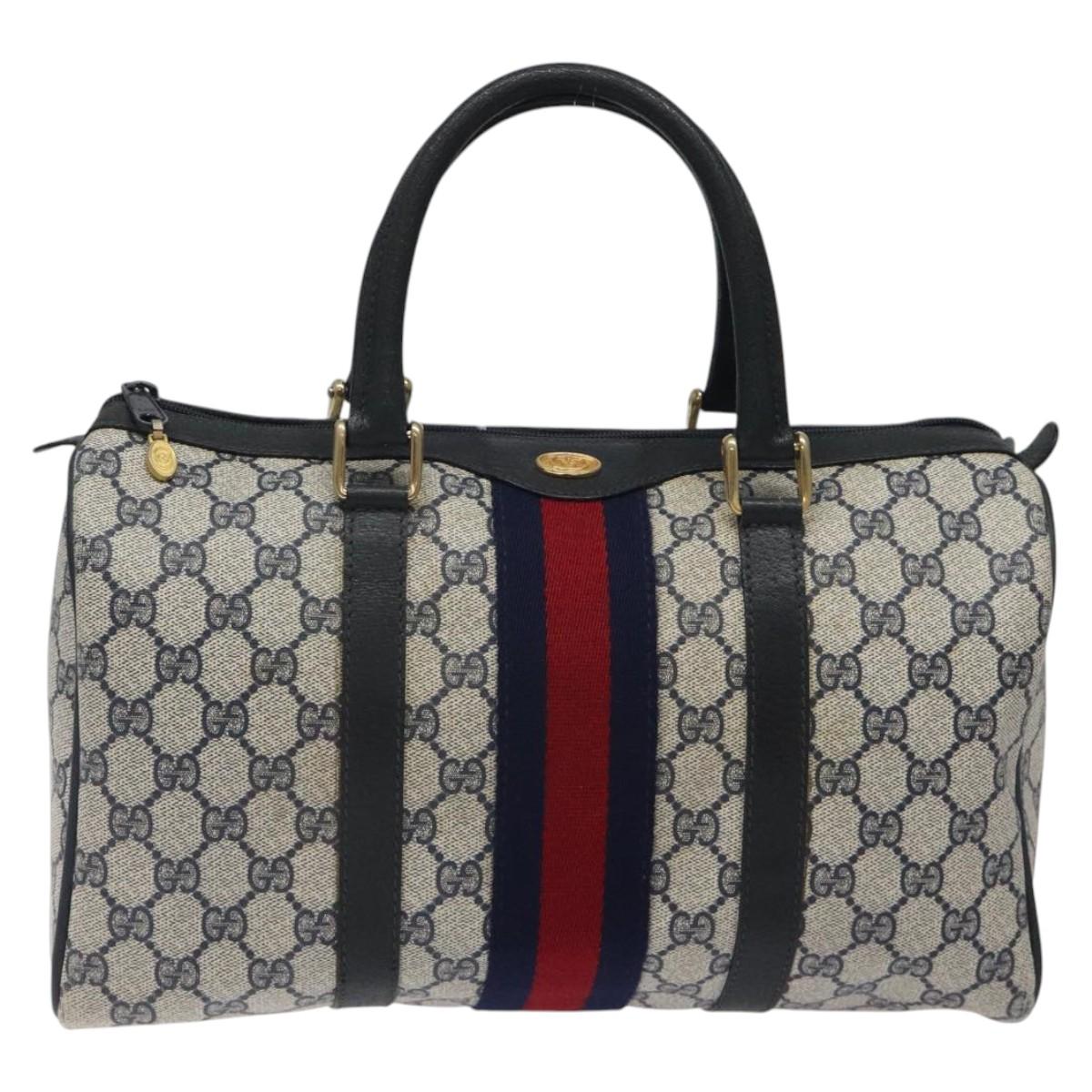 GG Supreme Sherry Line Boston Bag PVC Navy Gold 40 3842