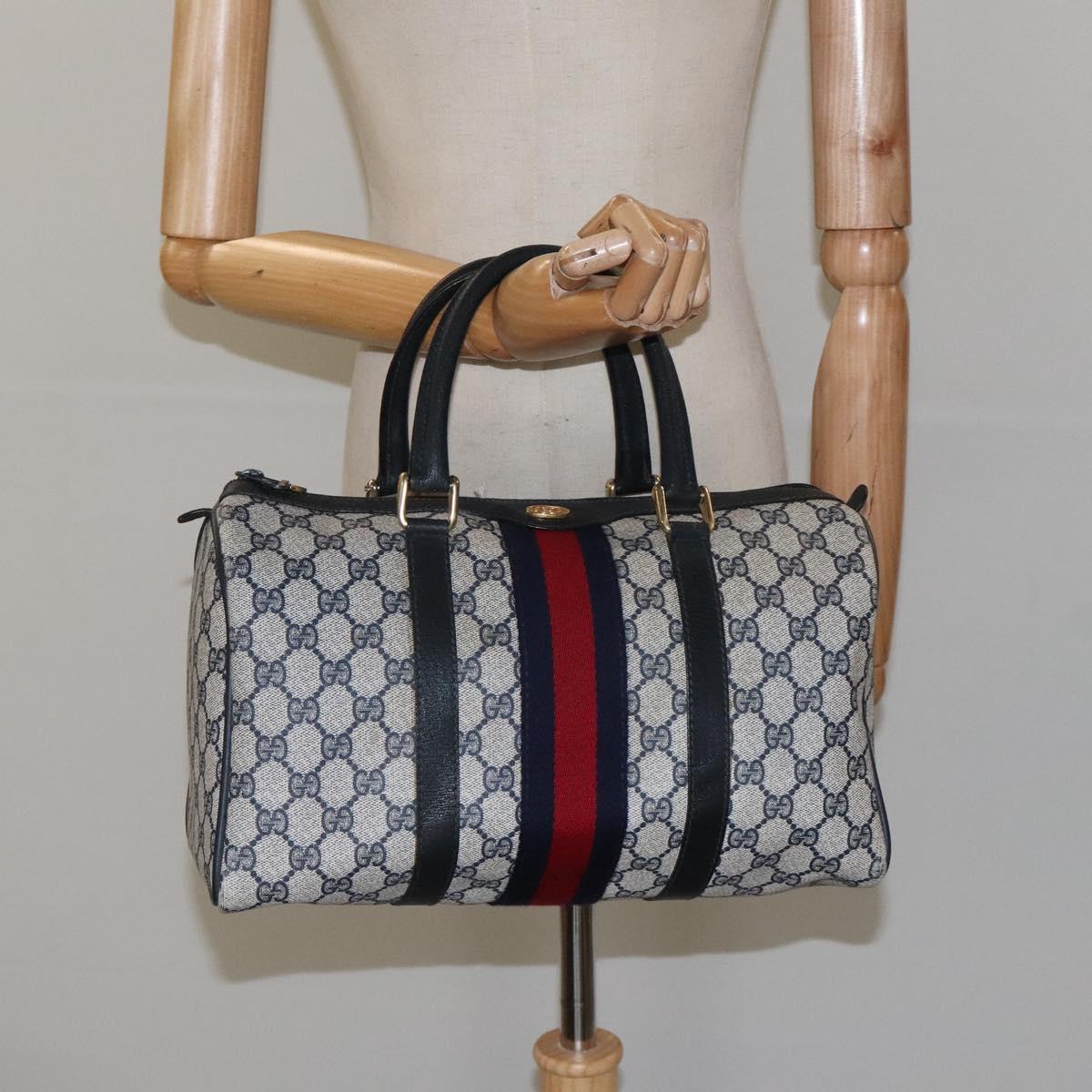GG Supreme Sherry Line Boston Bag PVC Navy Gold 40 3842
