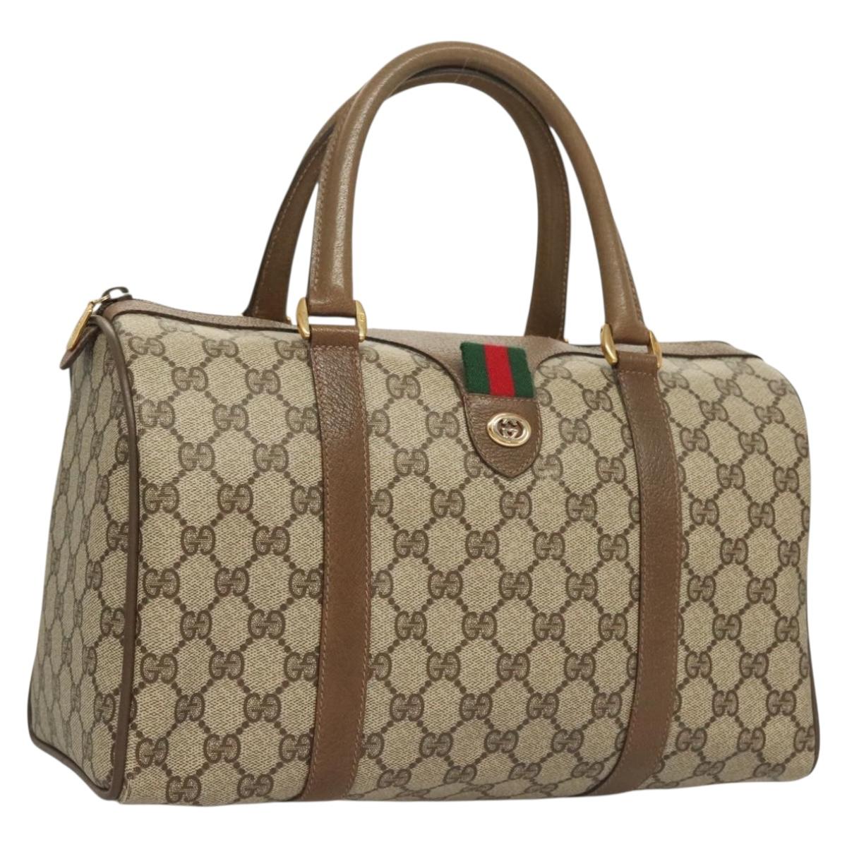GG Supreme Web Sherry Line Hand Bag PVC Beige Gold