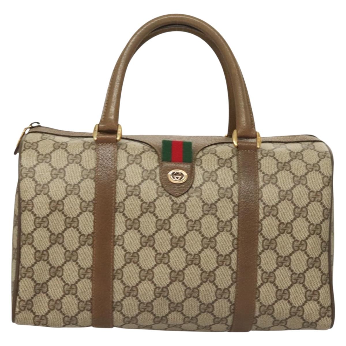 GG Supreme Web Sherry Line Hand Bag PVC Beige Gold