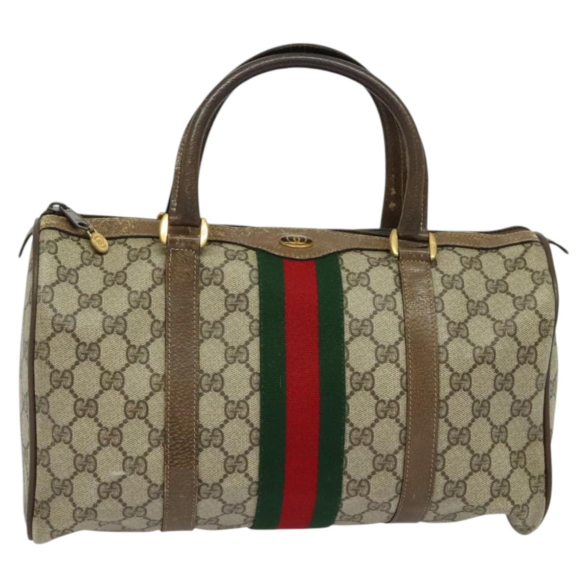GG Supreme Web Sherry Line Hand Bag PVC Beige Red