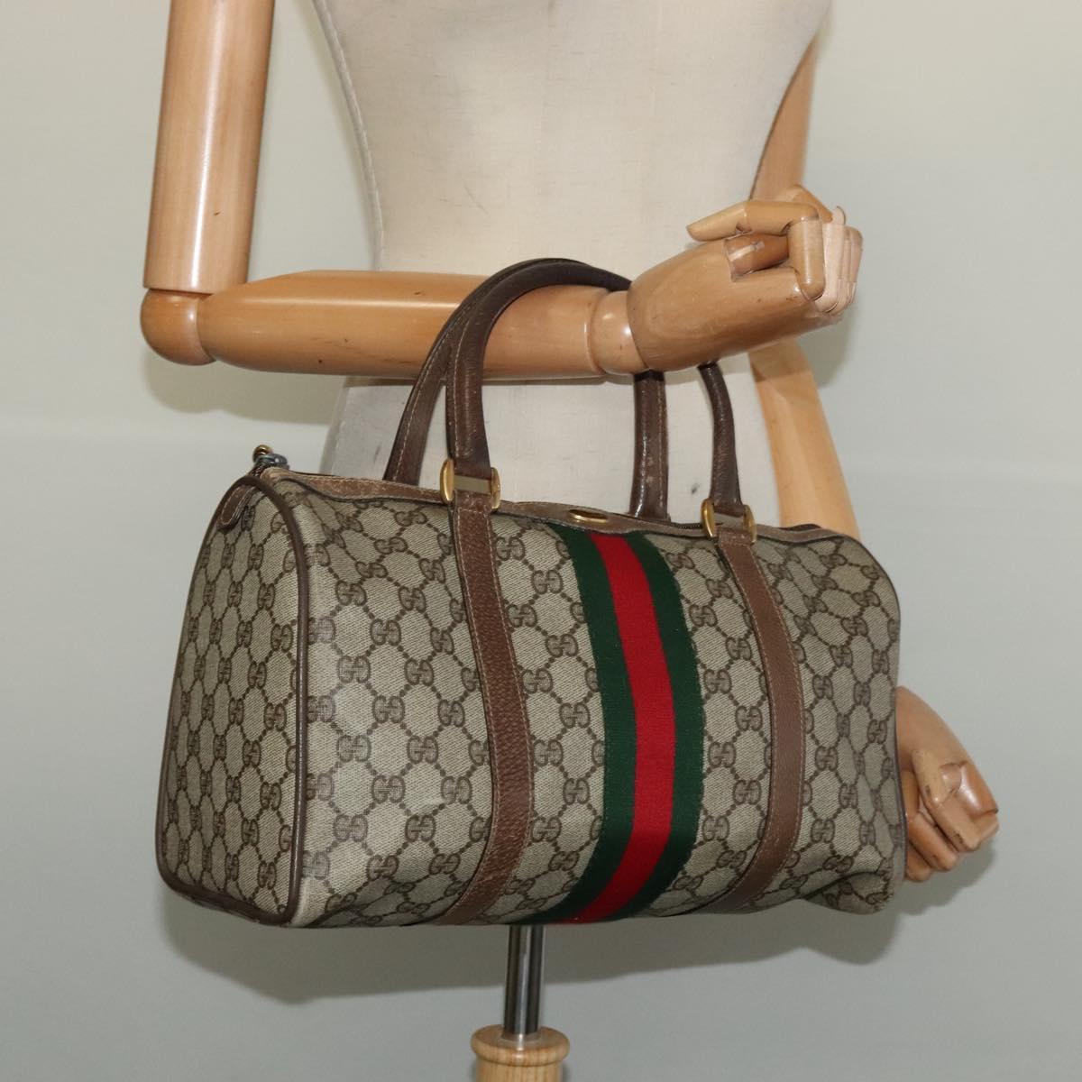 GG Supreme Web Sherry Line Hand Bag PVC Beige Red