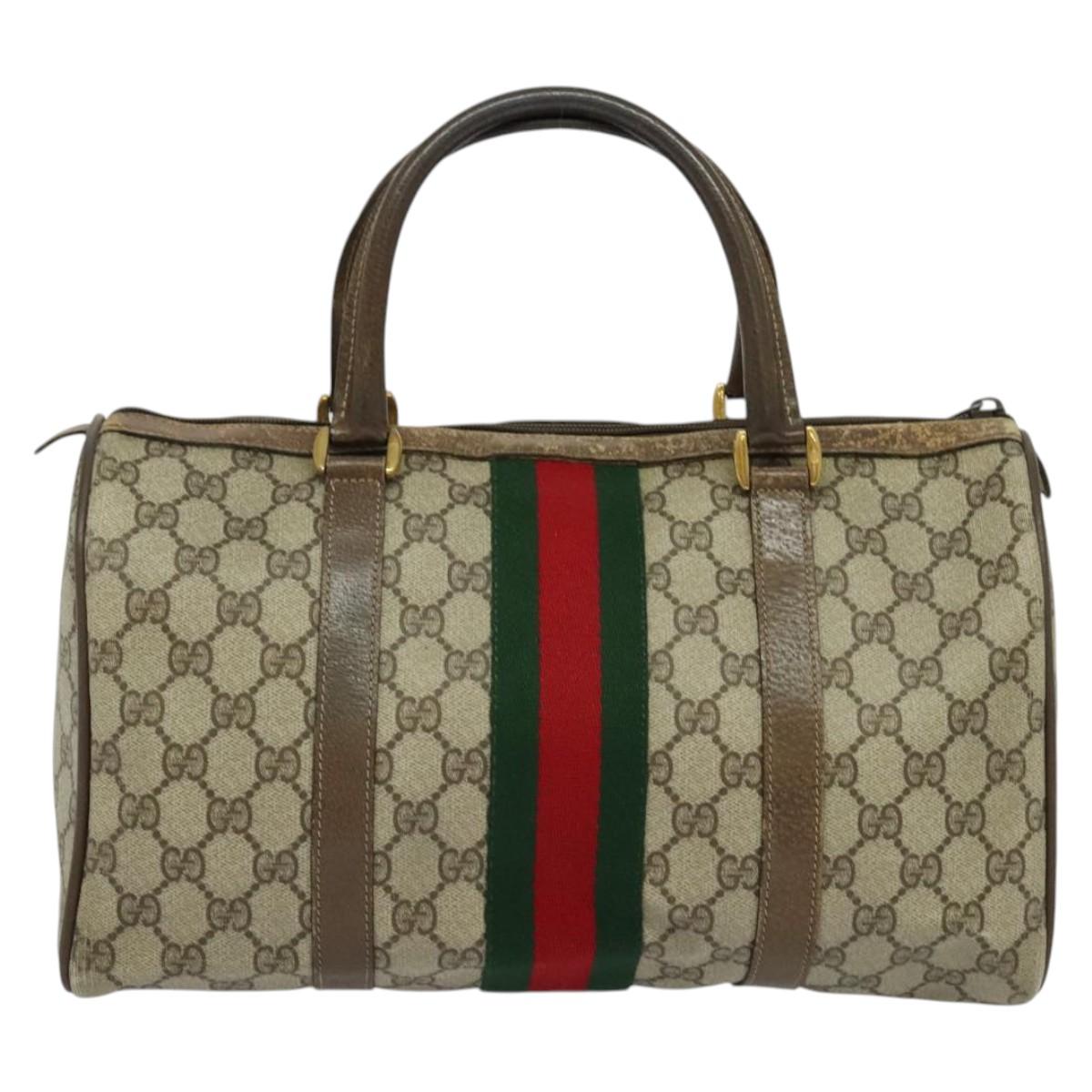 GG Supreme Web Sherry Line Hand Bag PVC Beige Red