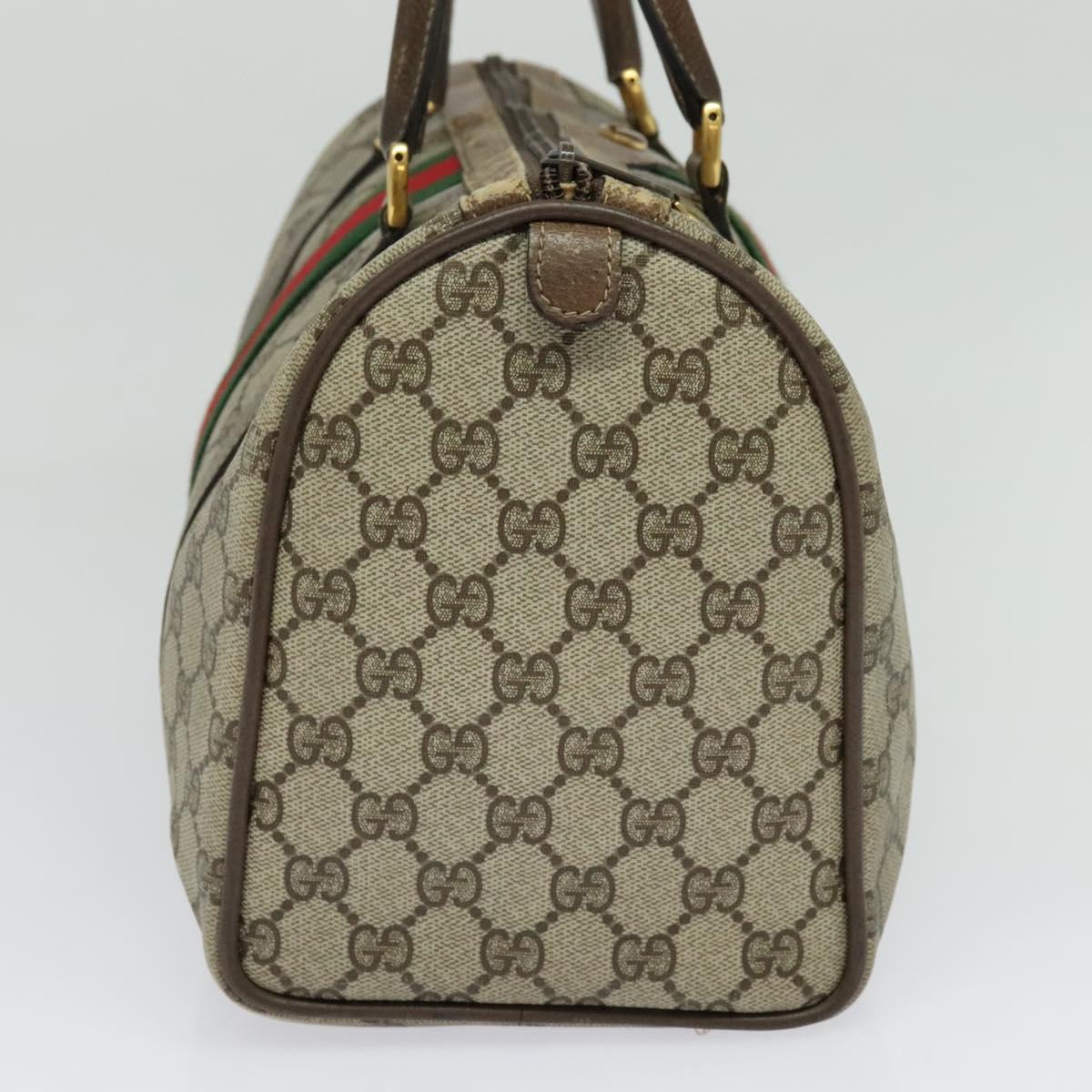 GG Supreme Web Sherry Line Hand Bag PVC Beige Red