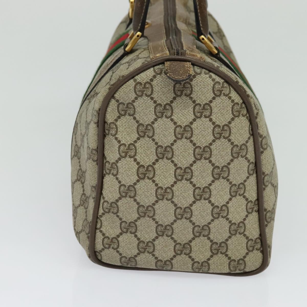 GG Supreme Web Sherry Line Hand Bag PVC Beige Red