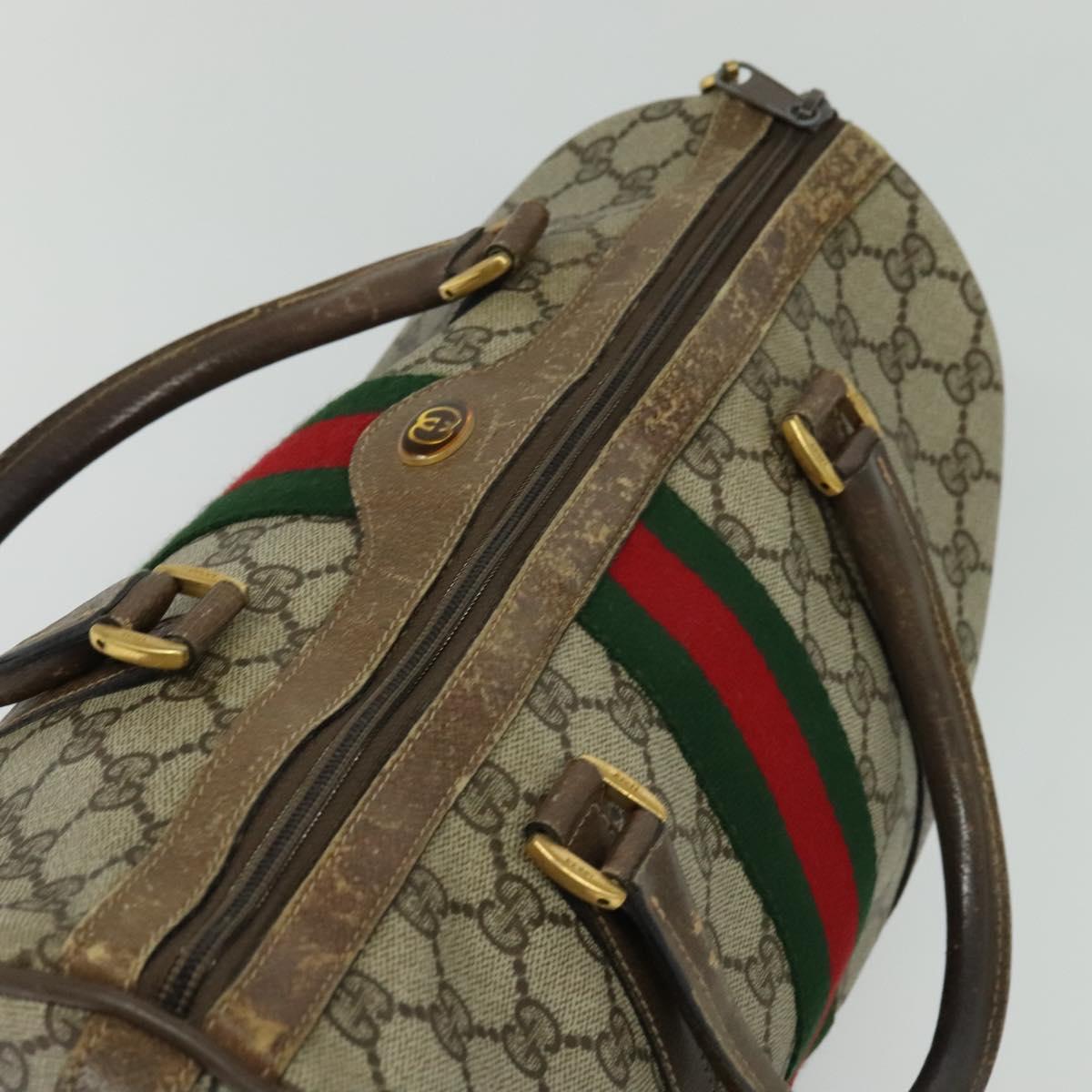 GG Supreme Web Sherry Line Hand Bag PVC Beige Red