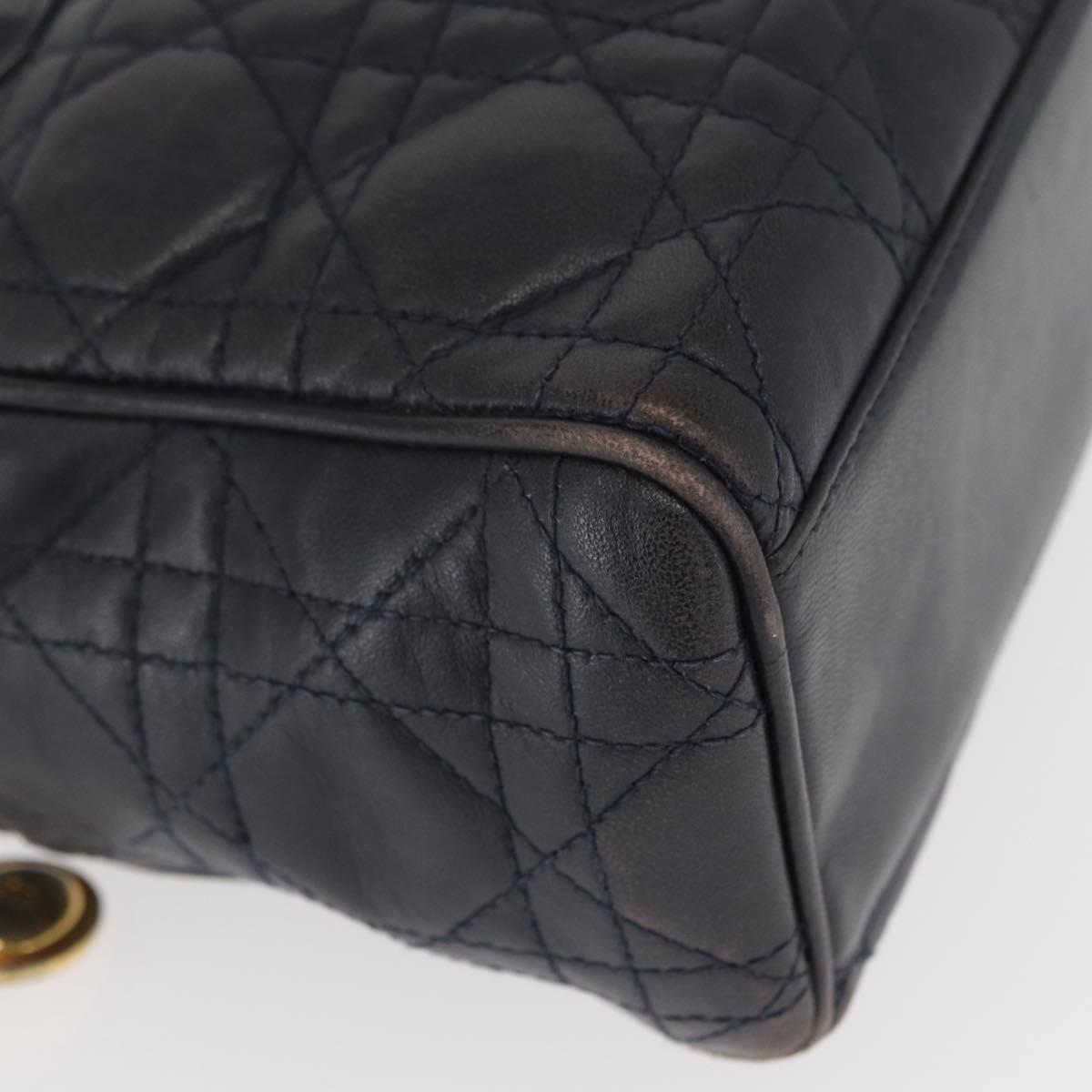 Lady Dior Hand Bag Lamb Skin Navy Gold