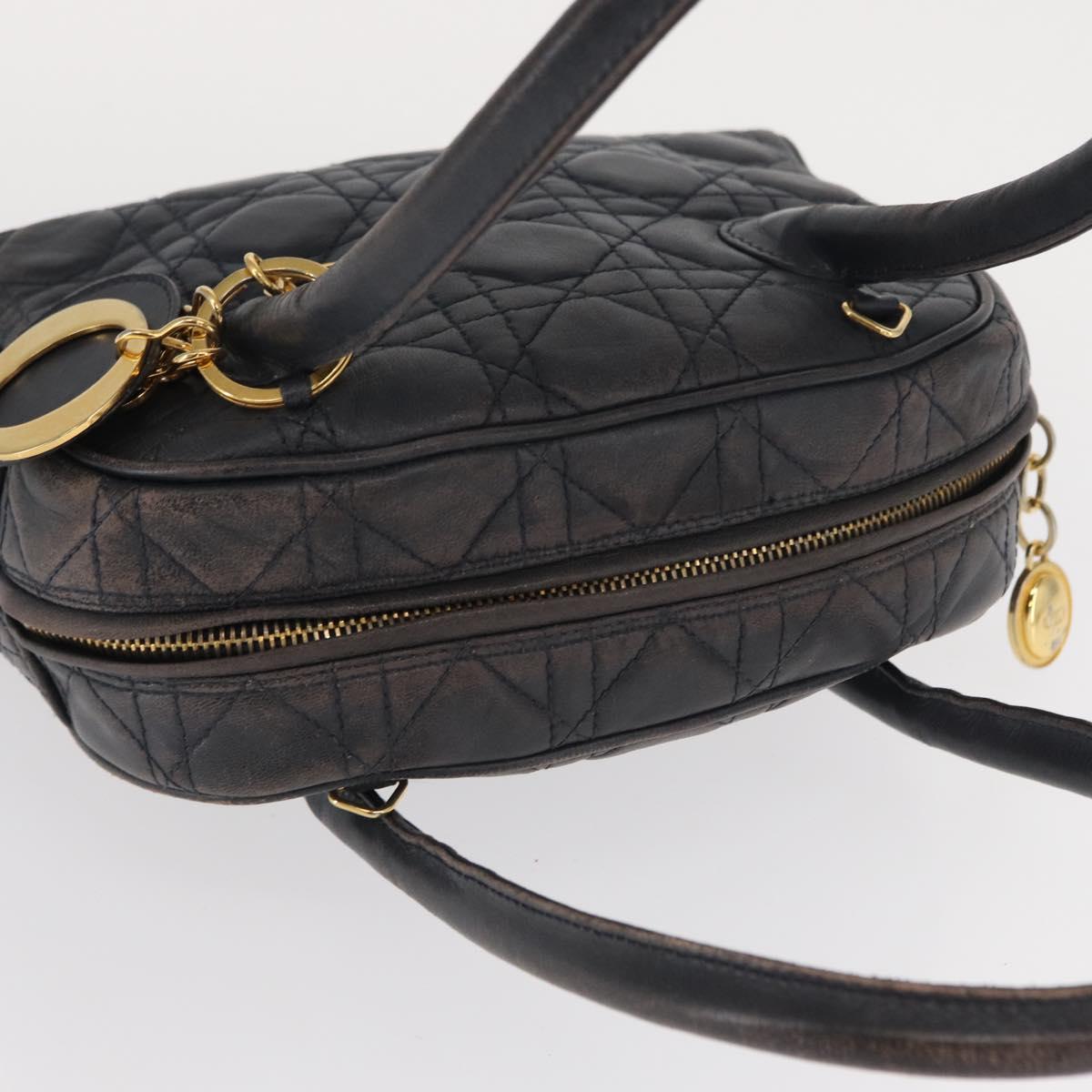 Lady Dior Hand Bag Lamb Skin Navy Gold