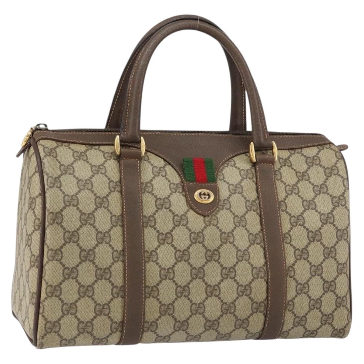 GG Supreme Web Sherry Line Boston Bag PVC Beige Gold