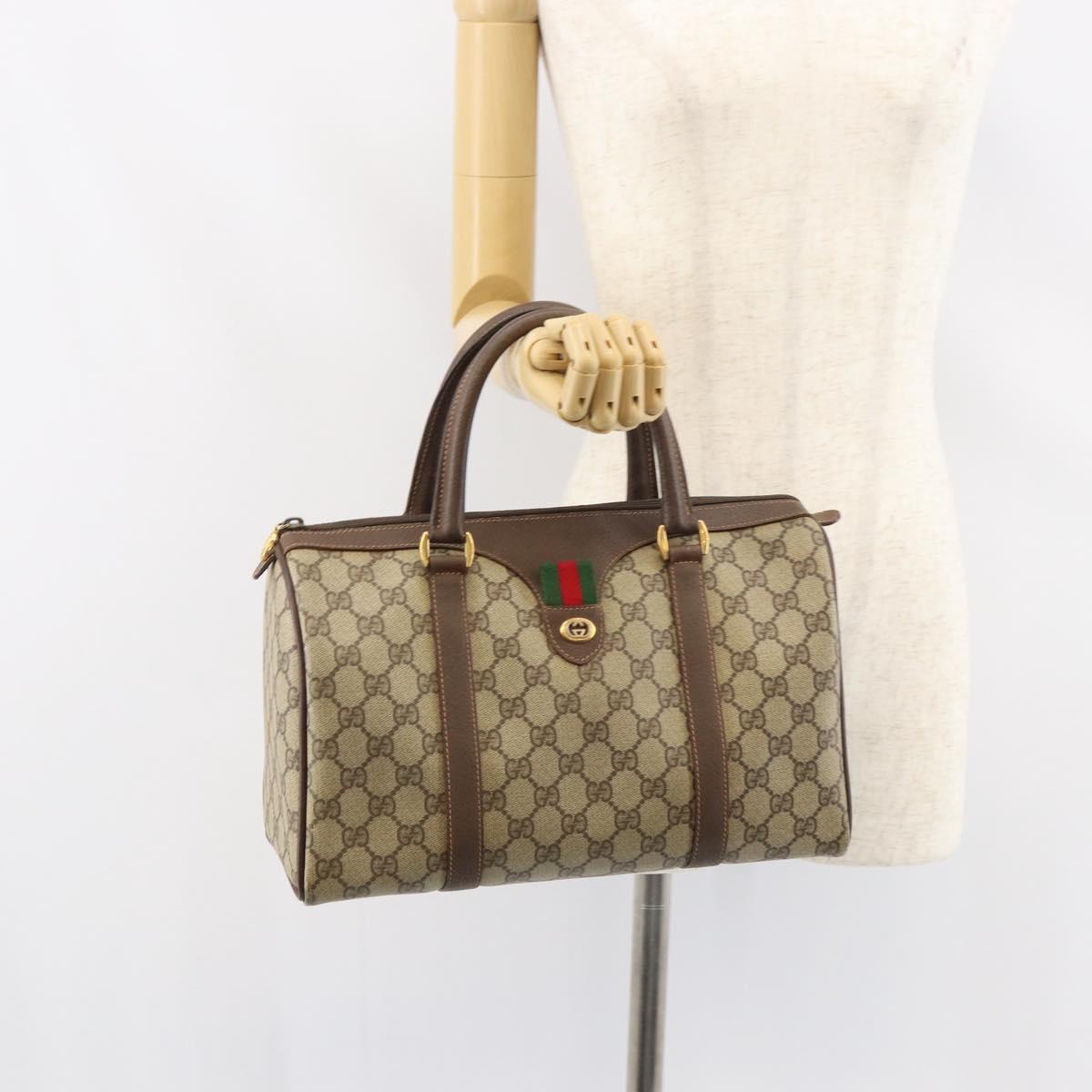 GG Supreme Web Sherry Line Boston Bag PVC Beige Gold