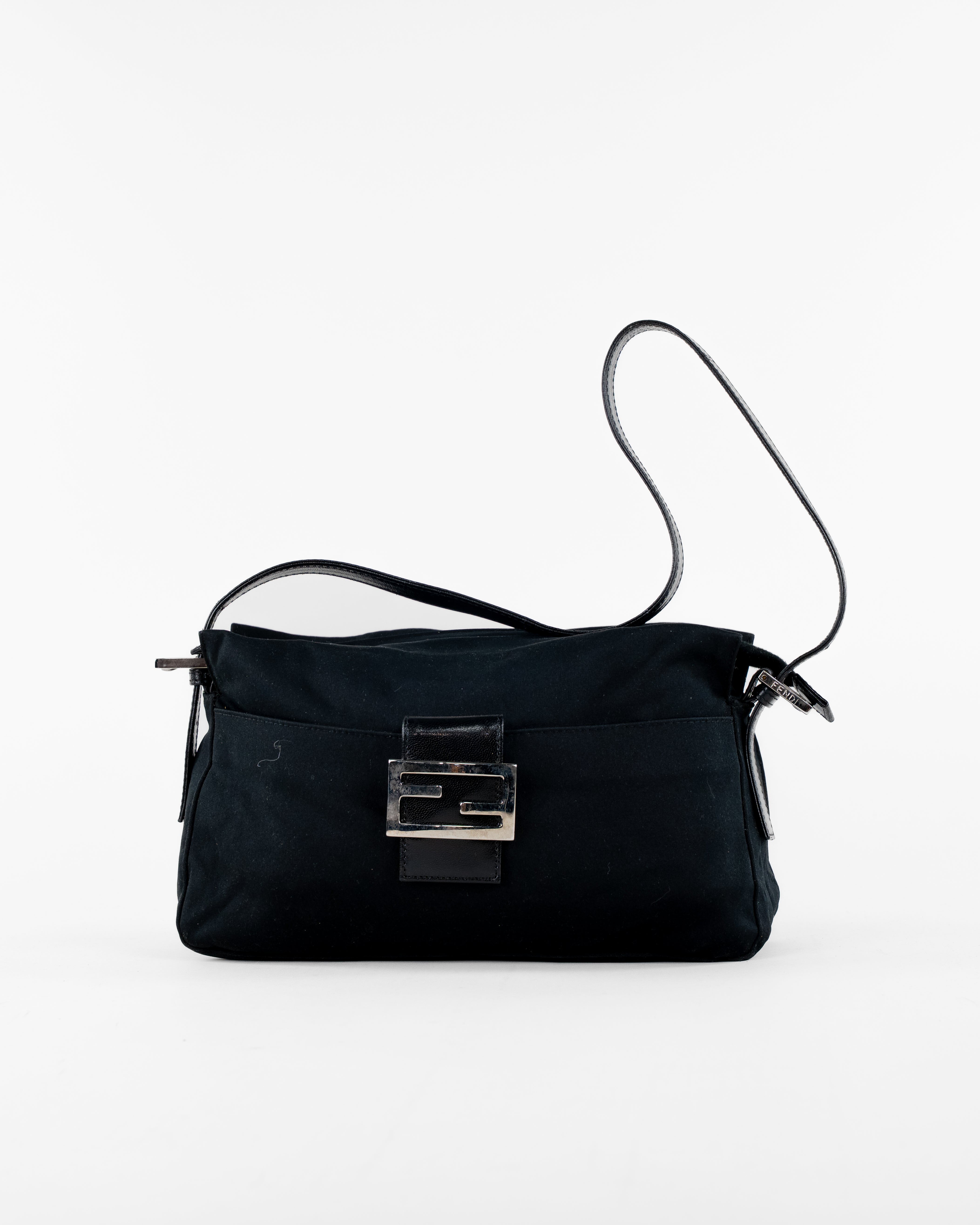 Mamma Baguette Shoulder Bag Nylon Black Silver