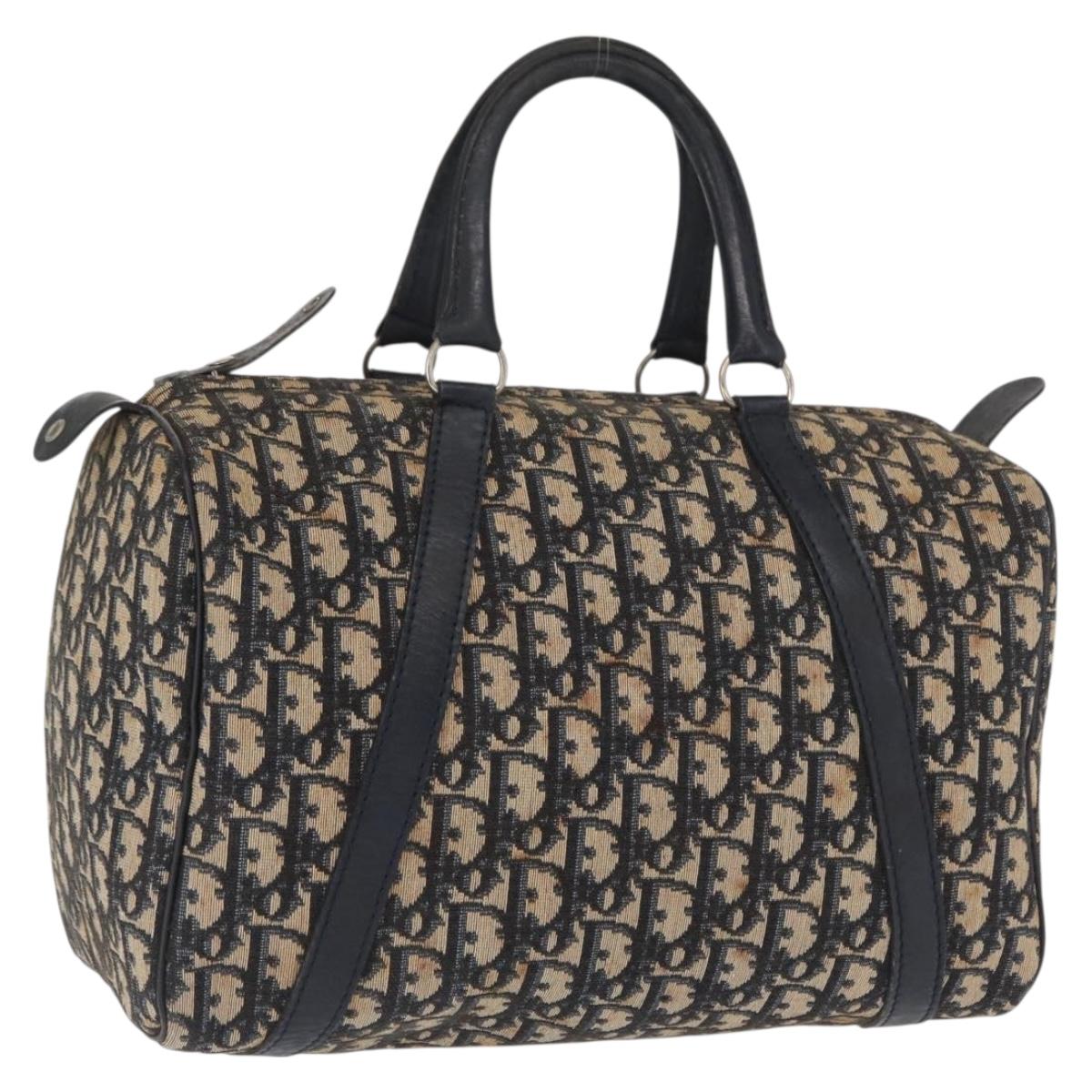 Trotter Canvas Boston Bag Navy Silver