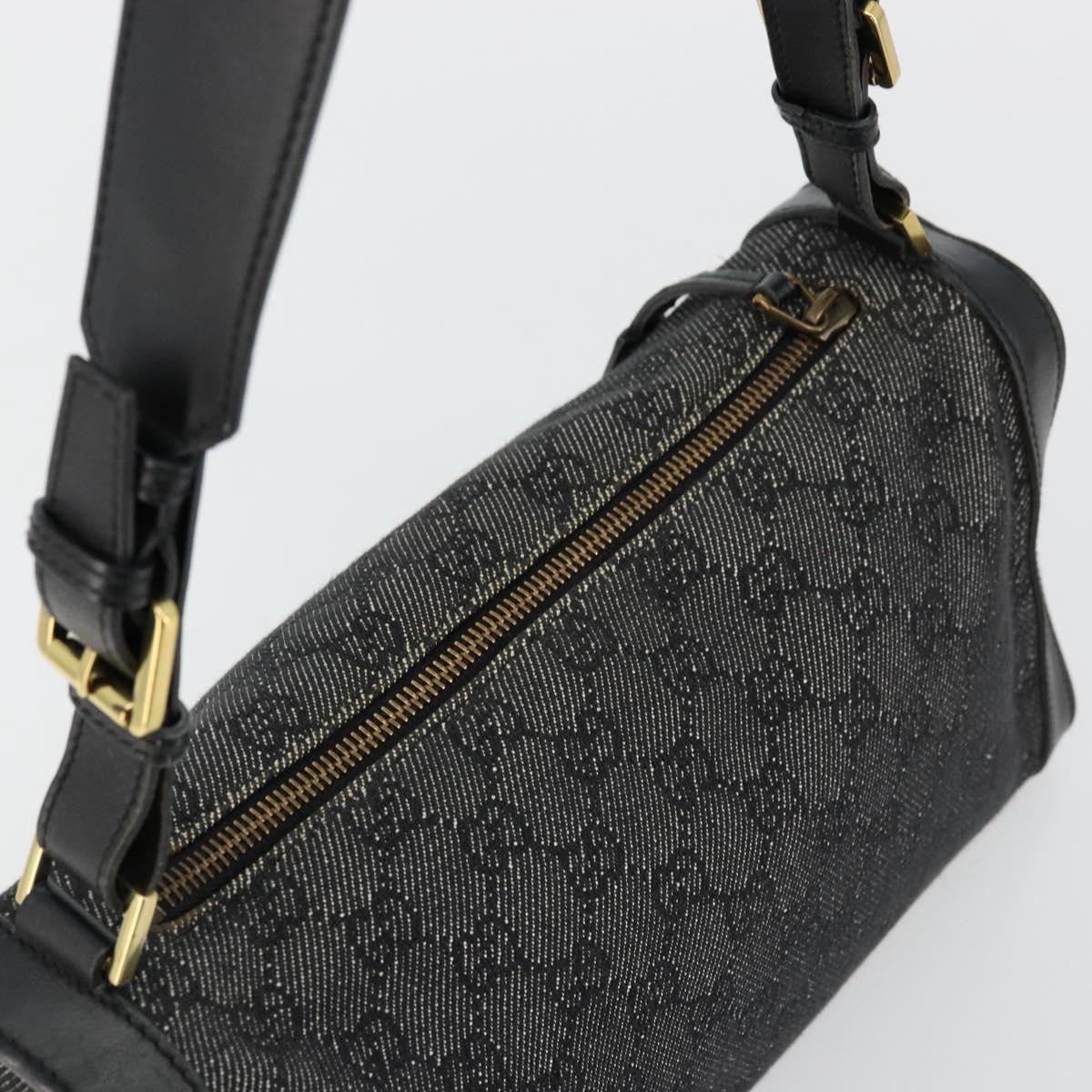GG Canvas Shoulder Bag Black Gold