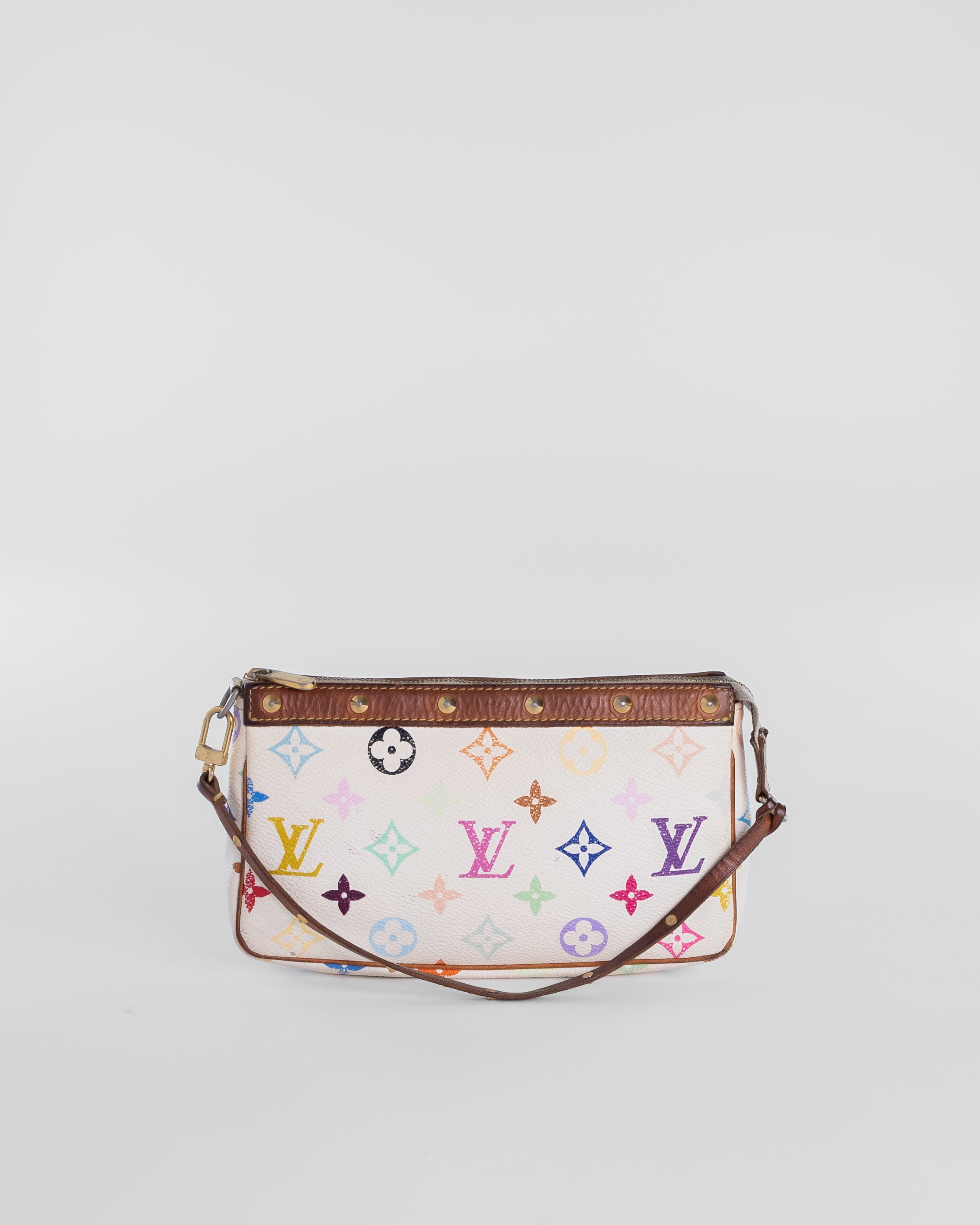 Monogrammi monivärinen taskupussi valkoinen