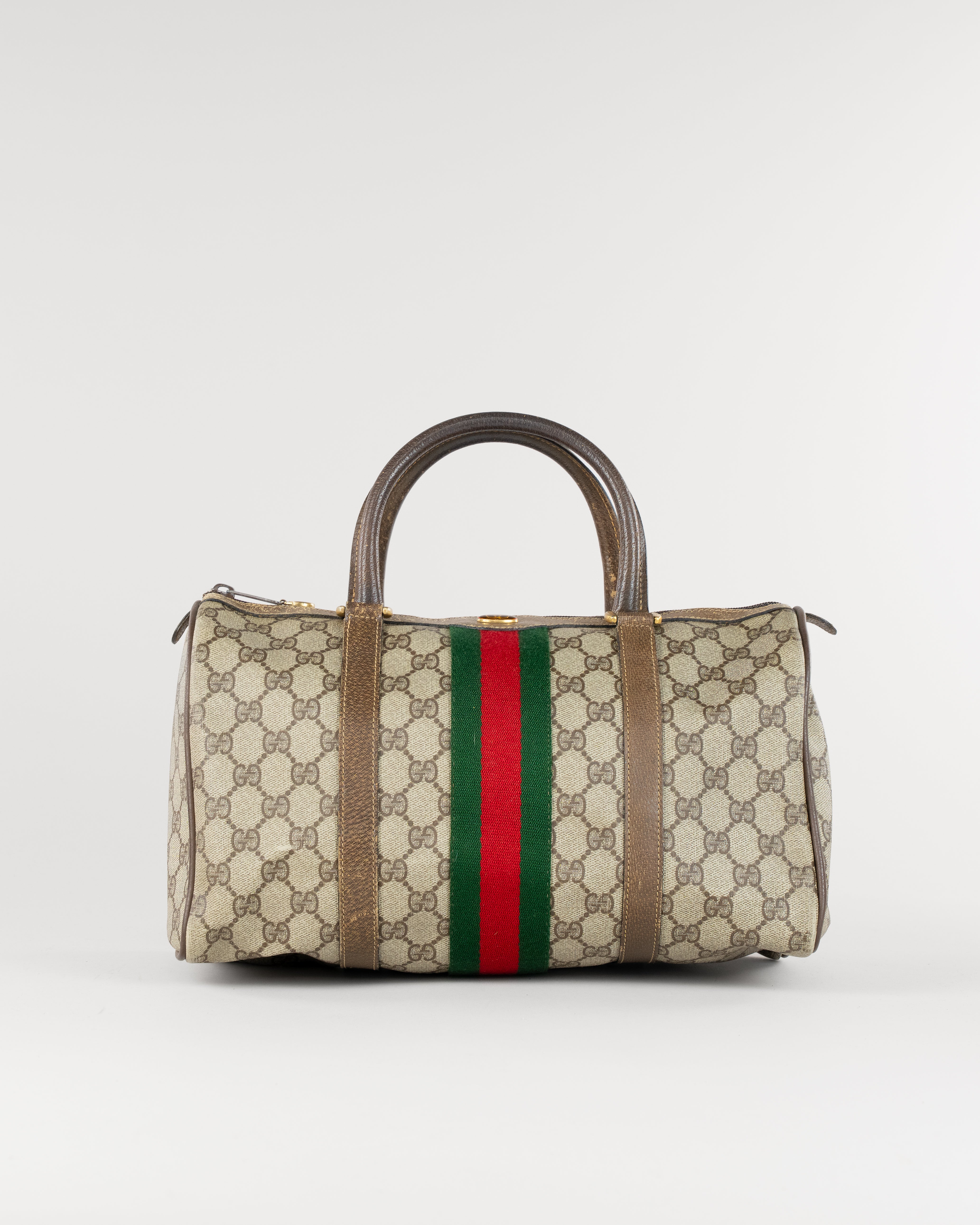 GG Supreme Web Sherry Line Hand Bag PVC Beige Red