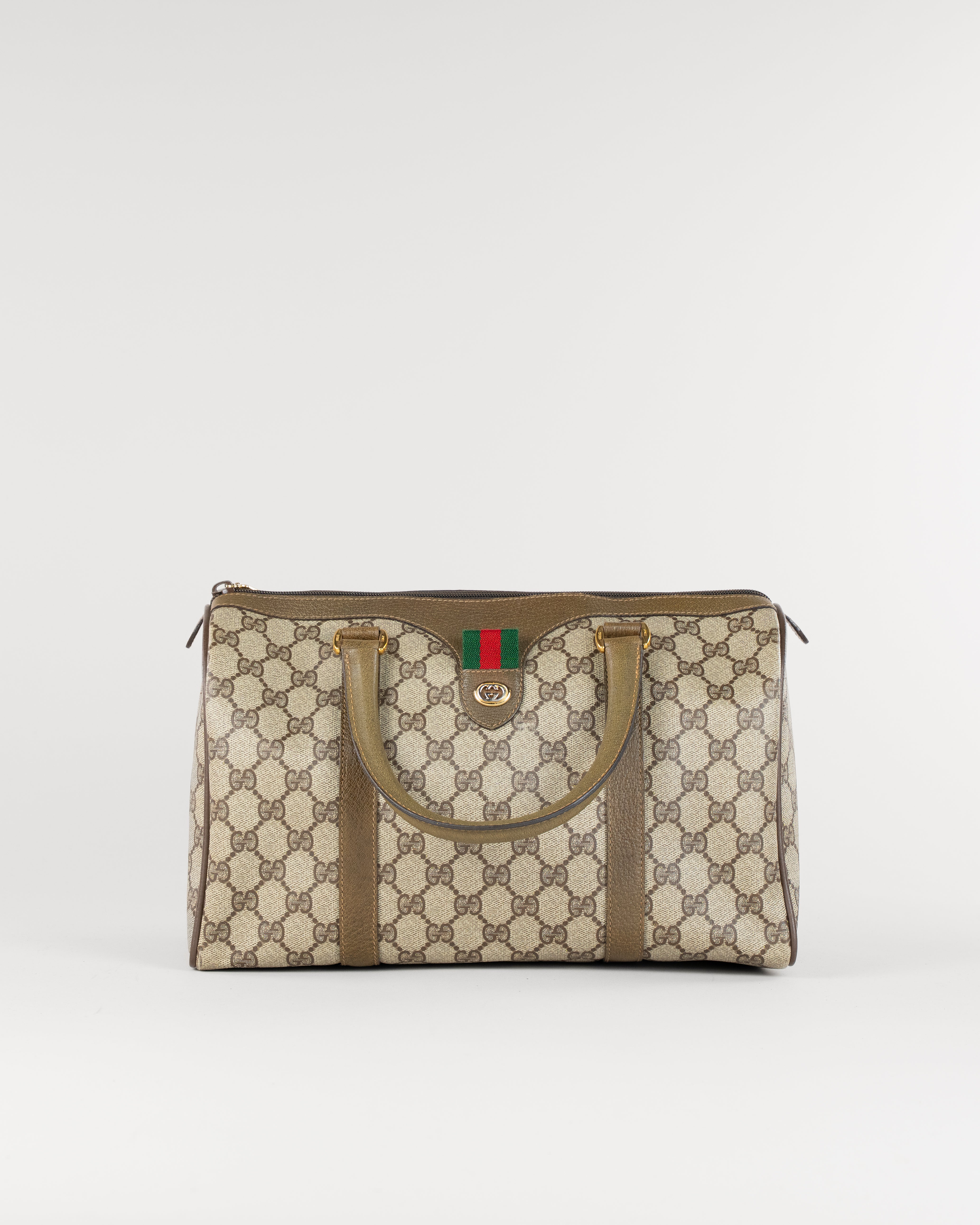 GG Supreme Web Sherry Line Hand Bag PVC Beige Gold