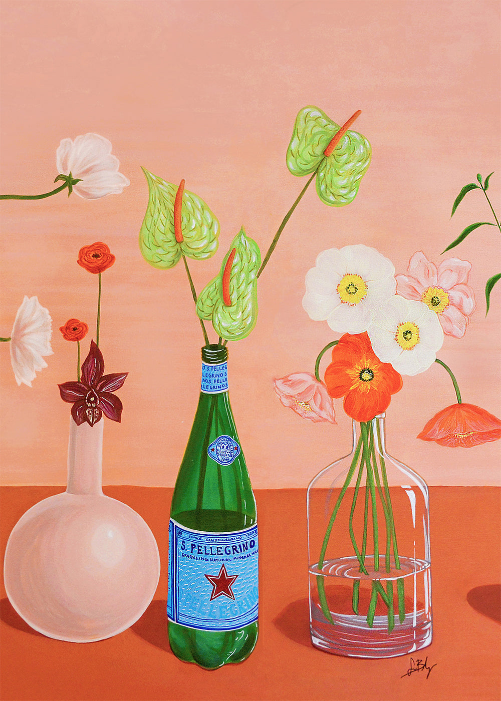 "Fleurs Roses Tall" Poster