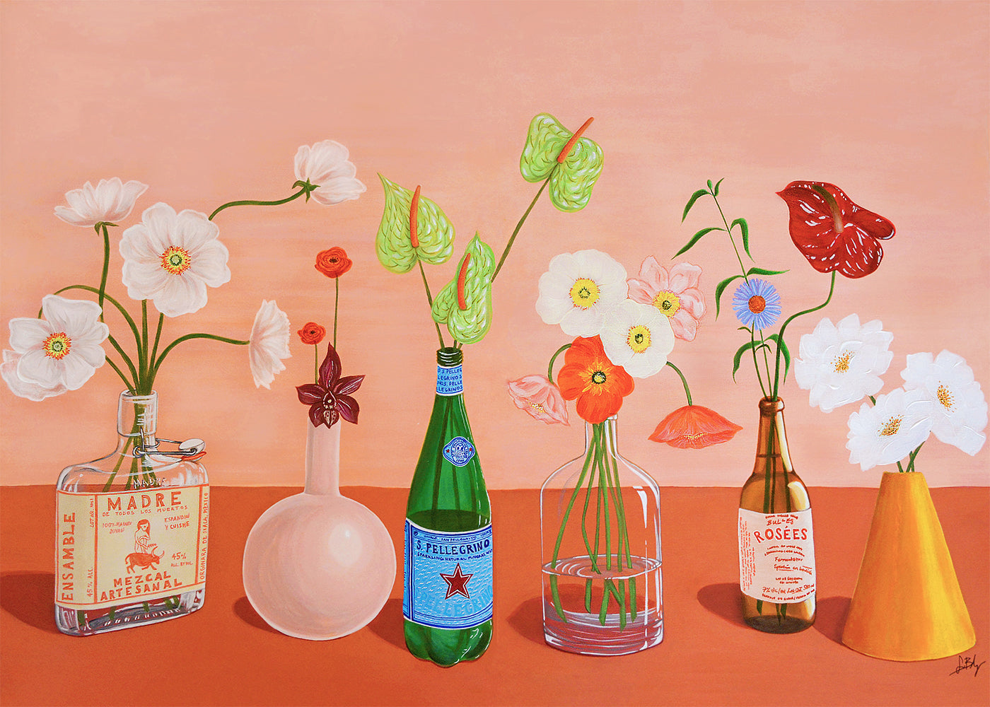 "Fleurs Roses Wide" Poster