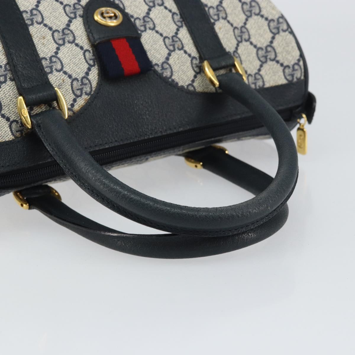 GG Supreme Sherry Line Hand Bag PVC Navy Gold Red