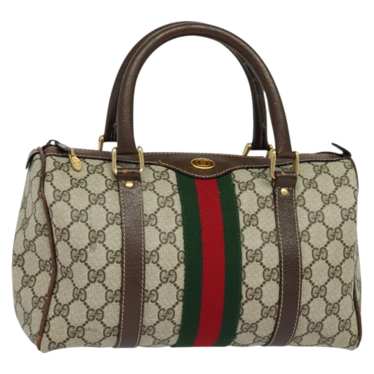 GG Supreme Web Sherry Line Boston Bag PVC Beige Red Green