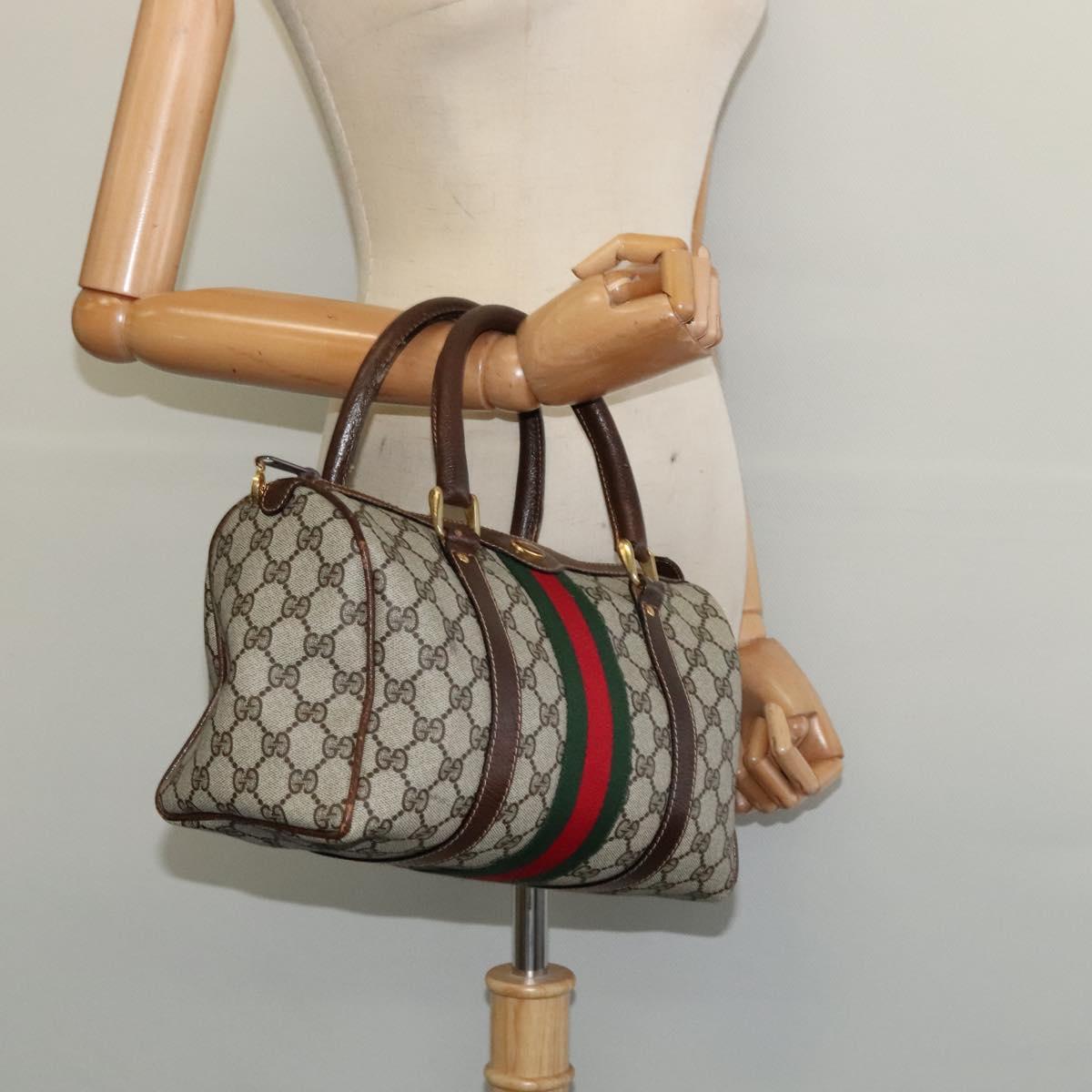 GG Supreme Web Sherry Line Boston Bag PVC Beige Red Green