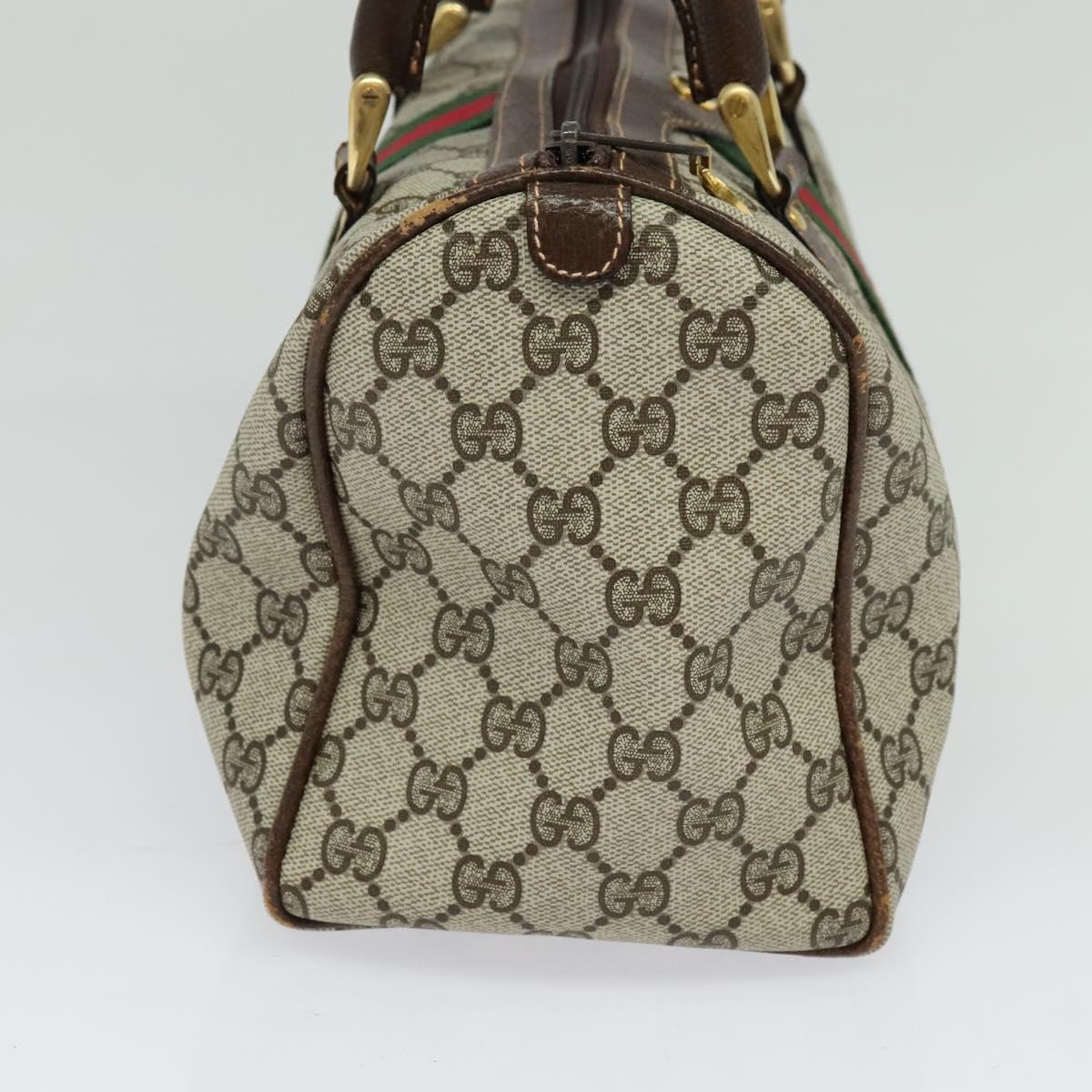 GG Supreme Web Sherry Line Boston Bag PVC Beige Red Green