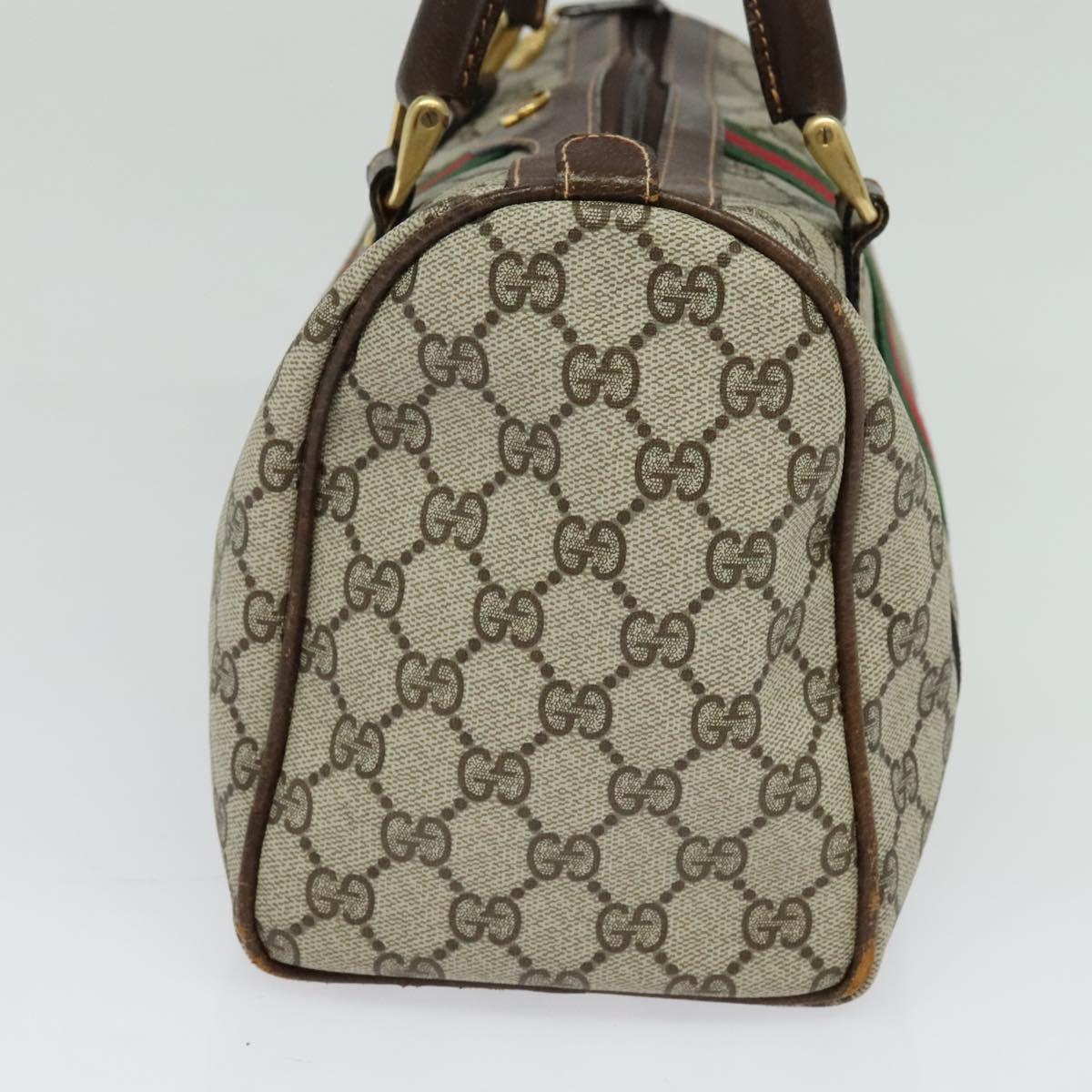 GG Supreme Web Sherry Line Boston Bag PVC Beige Red Green