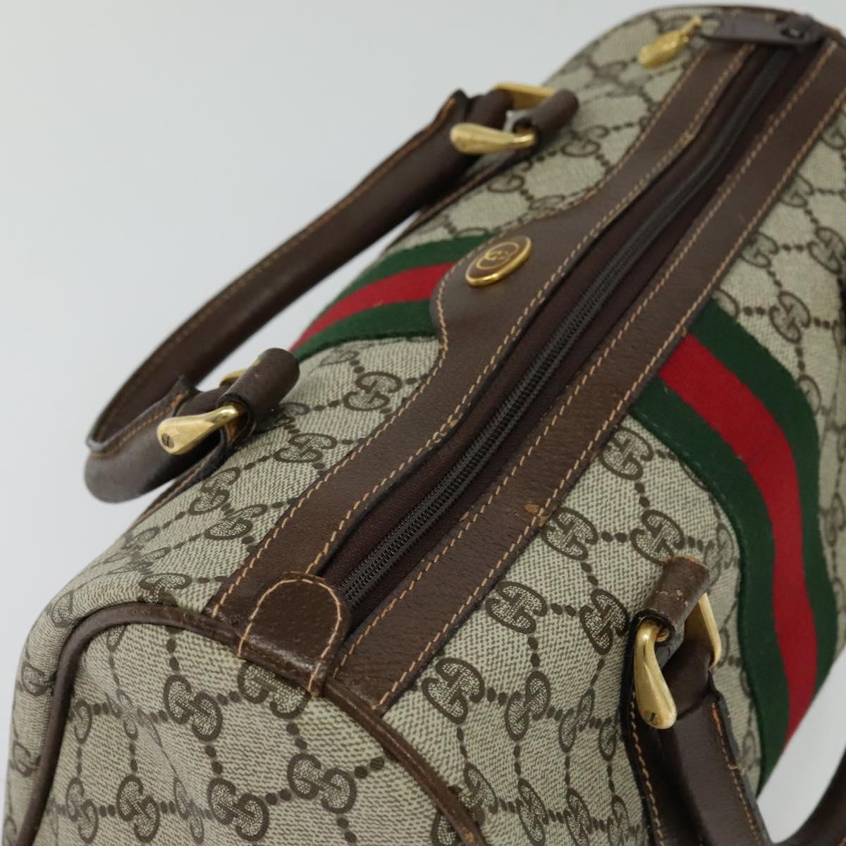 GG Supreme Web Sherry Line Boston Bag PVC Beige Red Green