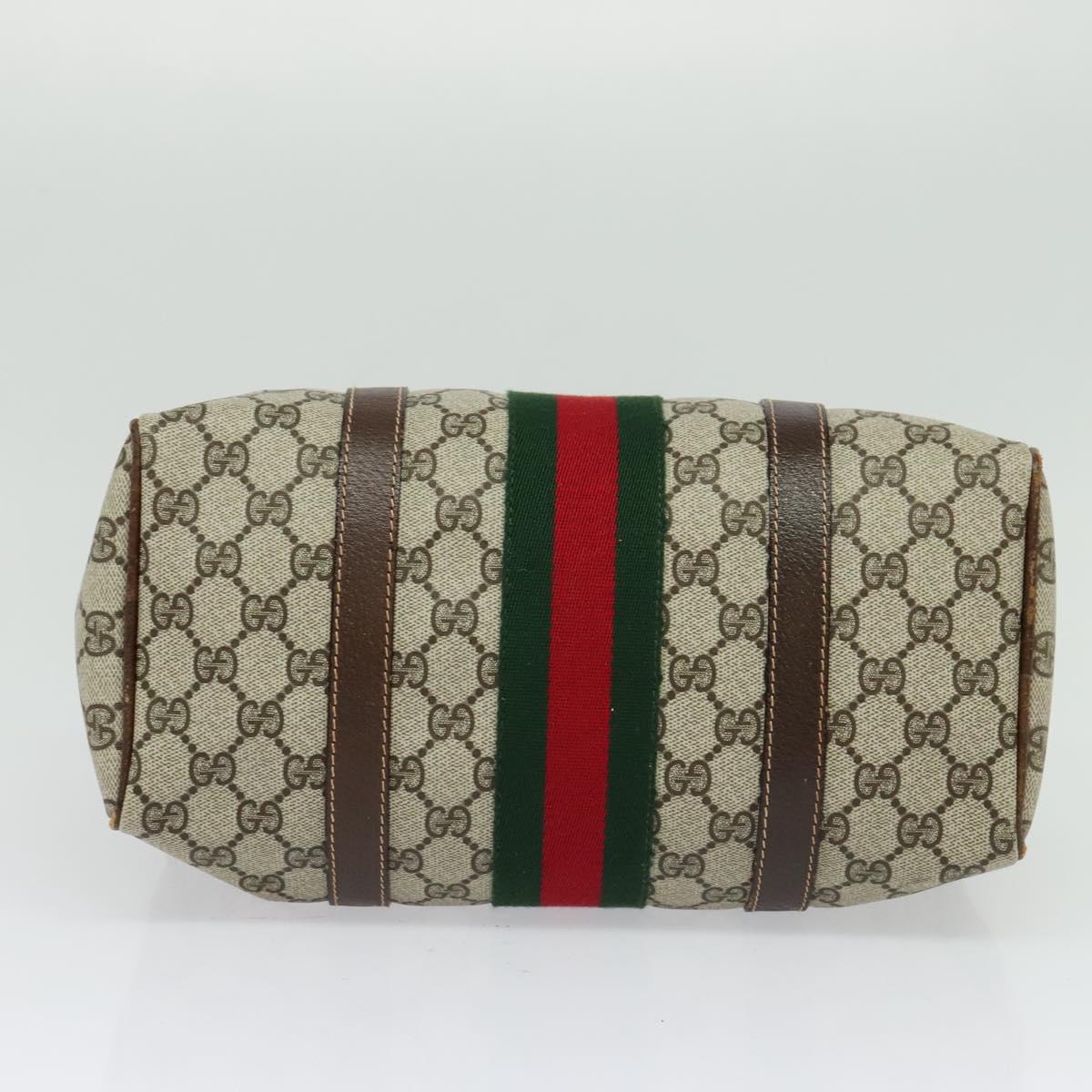 GG Supreme Web Sherry Line Boston Bag PVC Beige Red Green