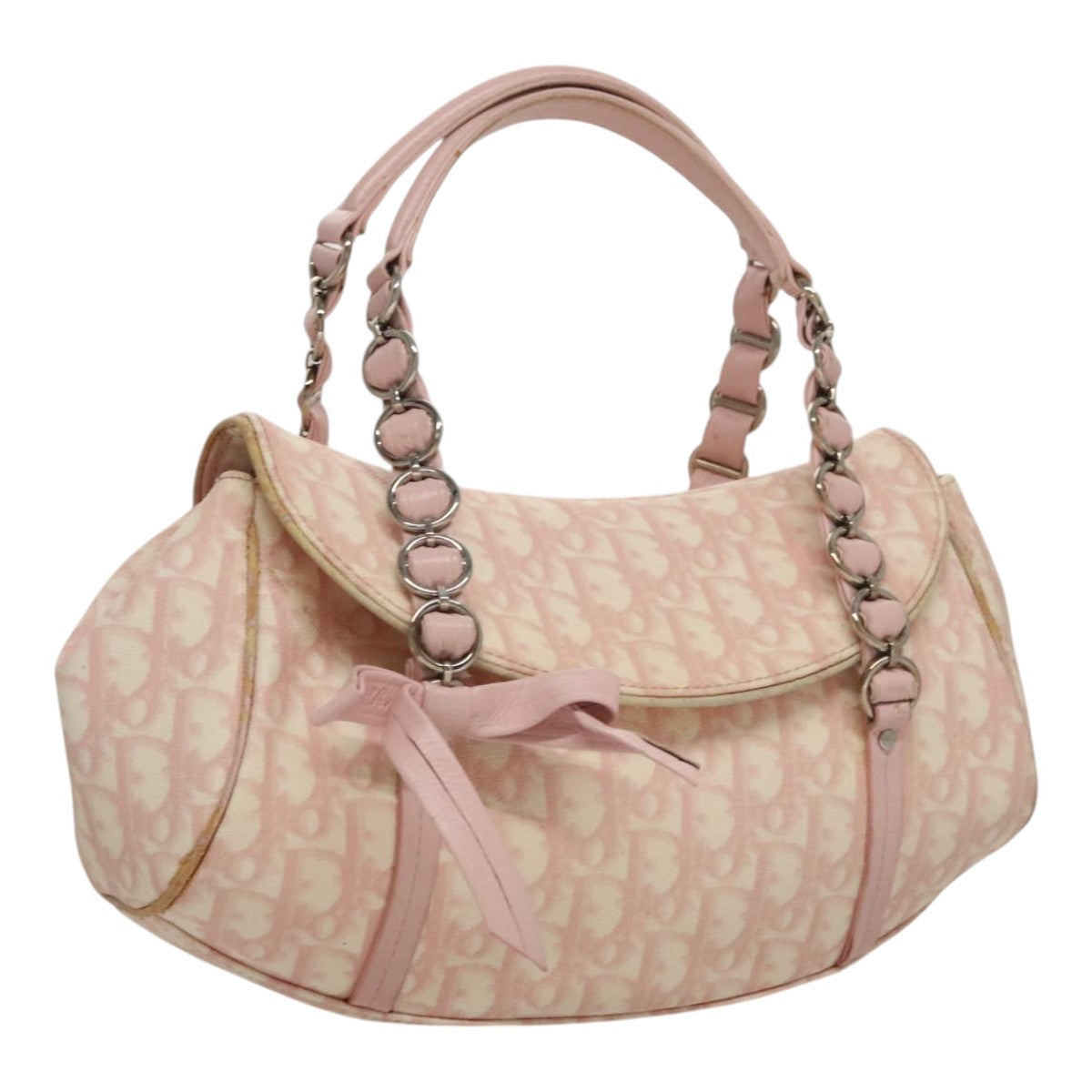 Trotter Canvas Romantic Hand Bag PVC Pink Silver