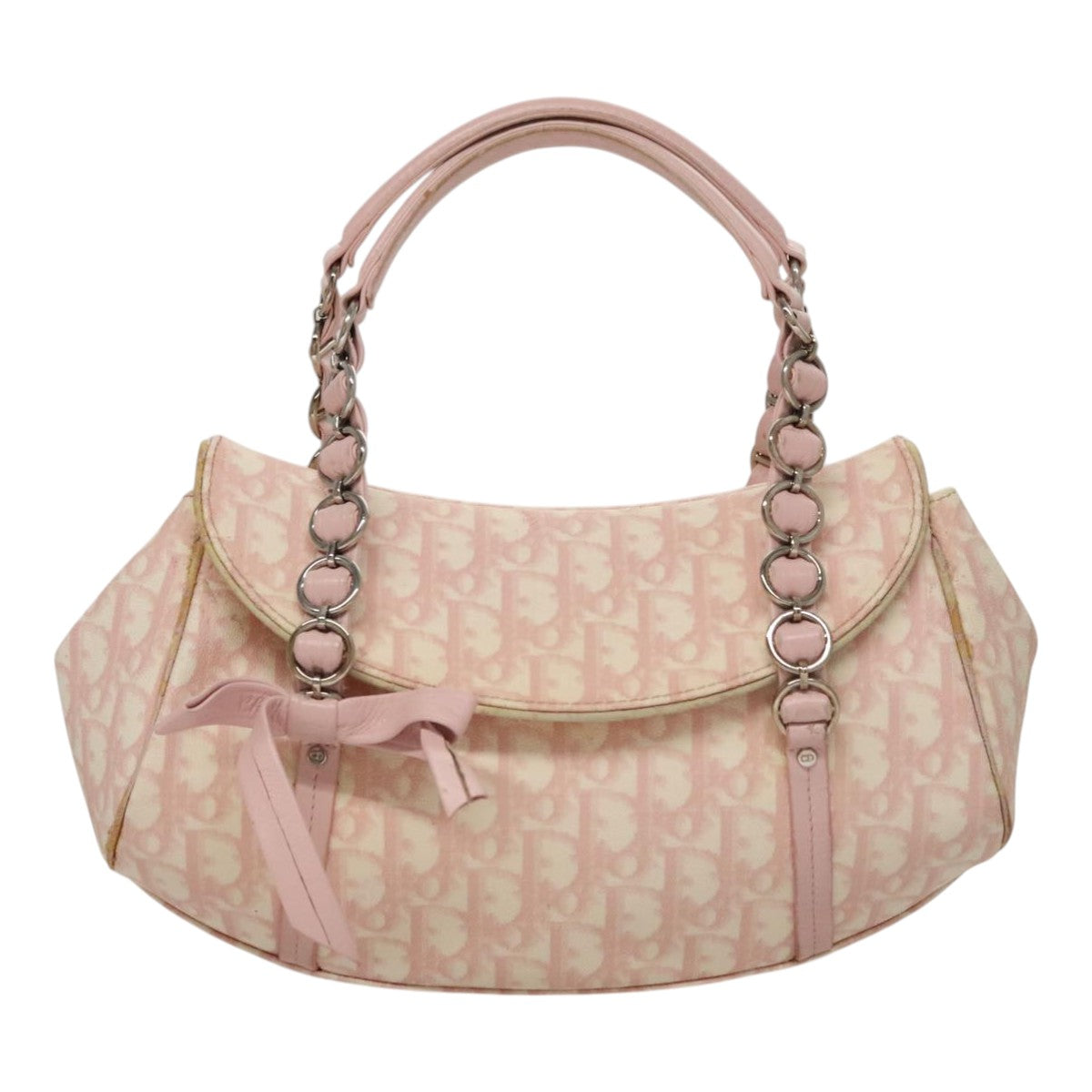 Trotter Canvas Romantic Hand Bag PVC Pink Silver