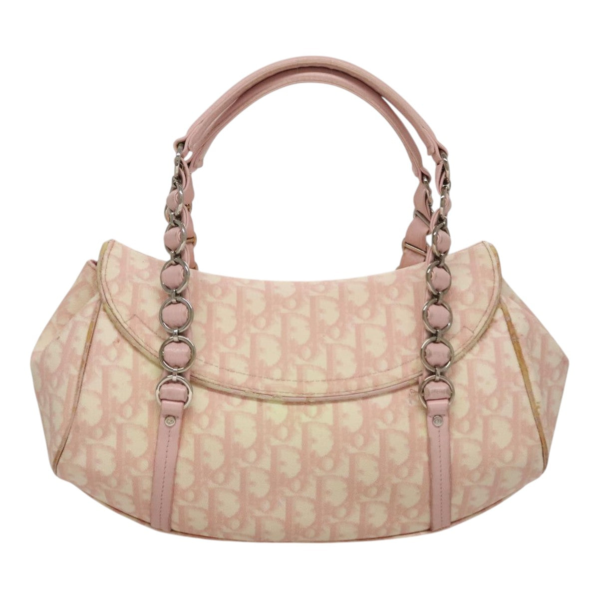 Trotter Canvas Romantic Hand Bag PVC Pink Silver