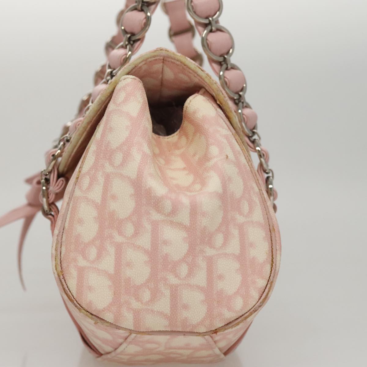 Trotter Canvas Romantic Hand Bag PVC Pink Silver