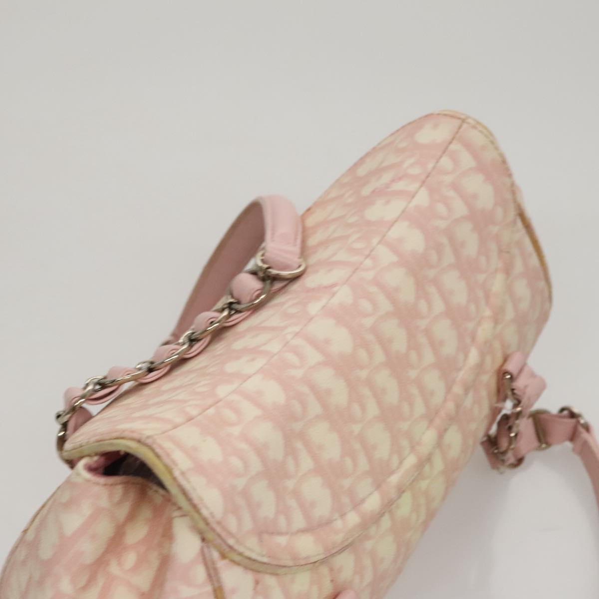 Trotter Canvas Romantic Hand Bag PVC Pink Silver