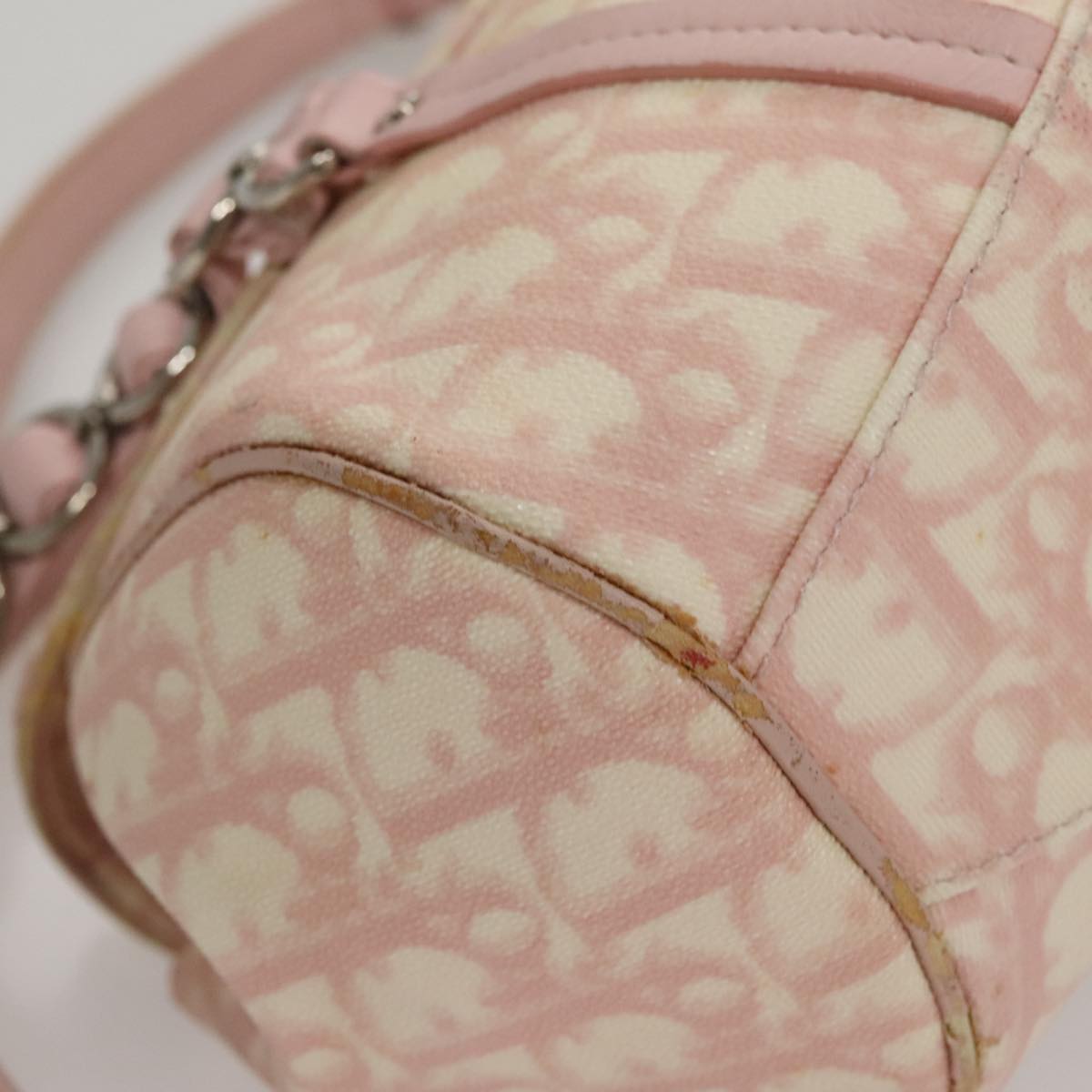 Trotter Canvas Romantic Hand Bag PVC Pink Silver