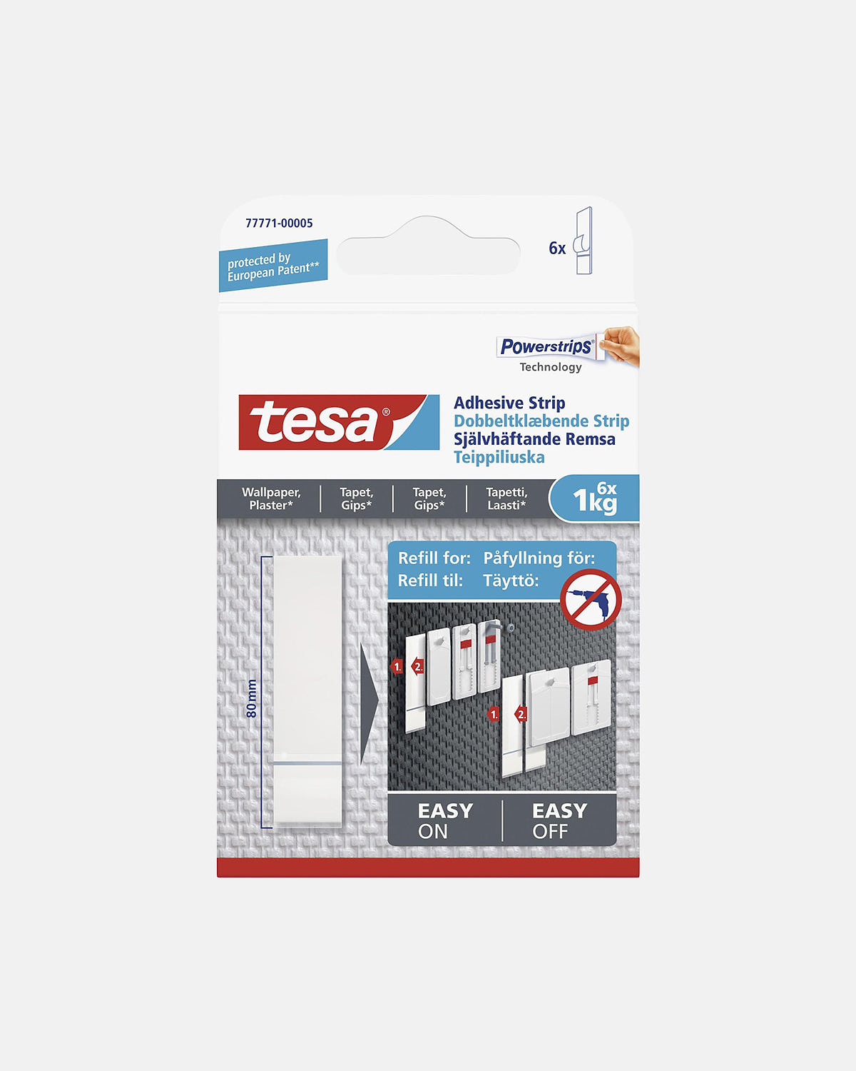Tesa häftremsor refill för tapet och puts, 1 kg, originalförpackning med sex remsor