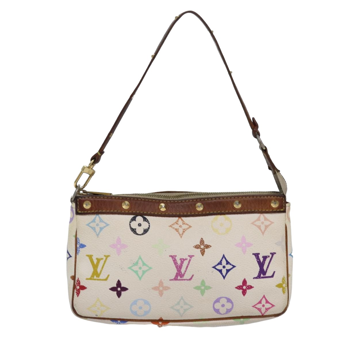 Monogrammi monivärinen taskupussi valkoinen