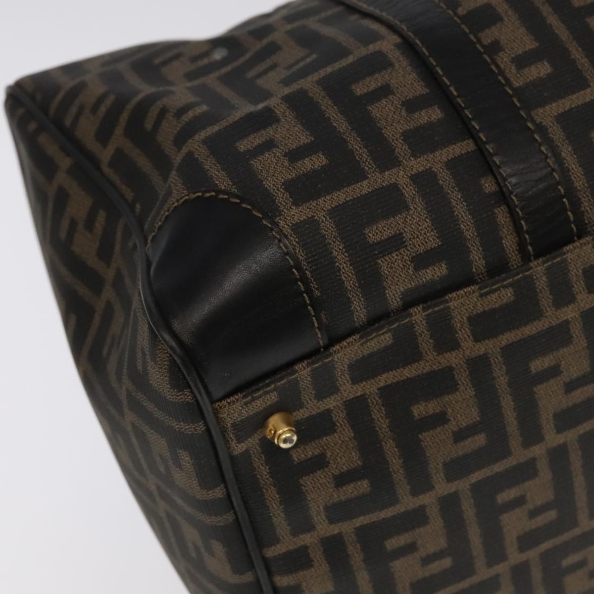 Zucca Canvas Boston Bag Brown Black Gold