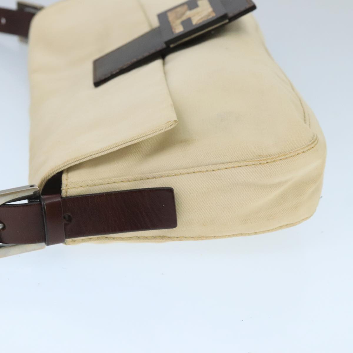 Mamma Baguette Shoulder Bag Canvas Beige Silver
