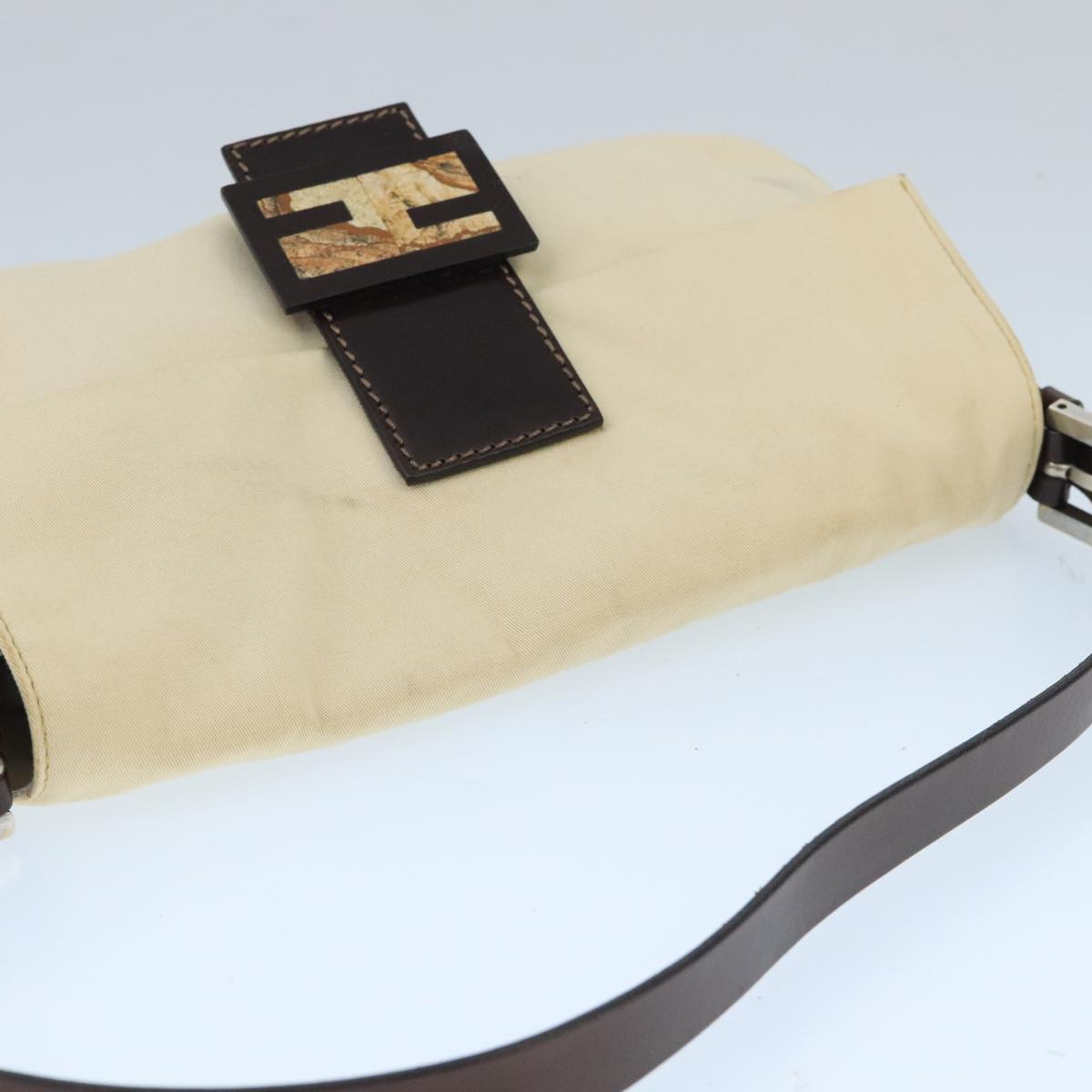 Mamma Baguette Shoulder Bag Canvas Beige Silver