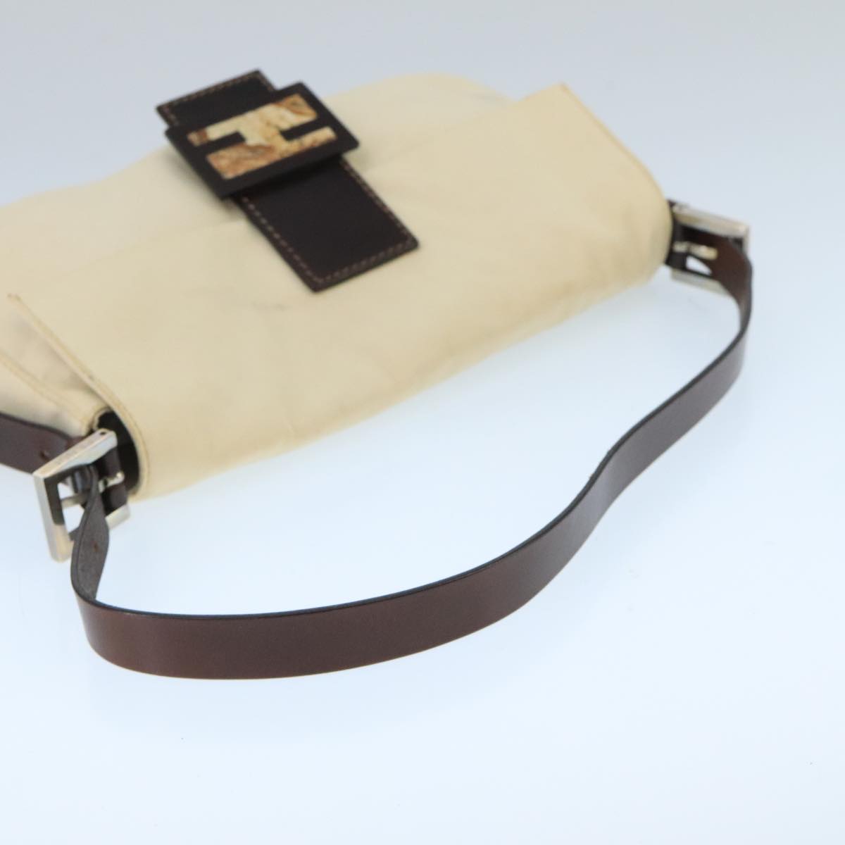 Mamma Baguette Shoulder Bag Canvas Beige Silver