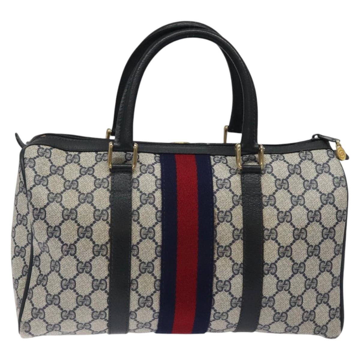 GG Supreme Sherry Line Boston Bag PVC Navy Gold 40 3842