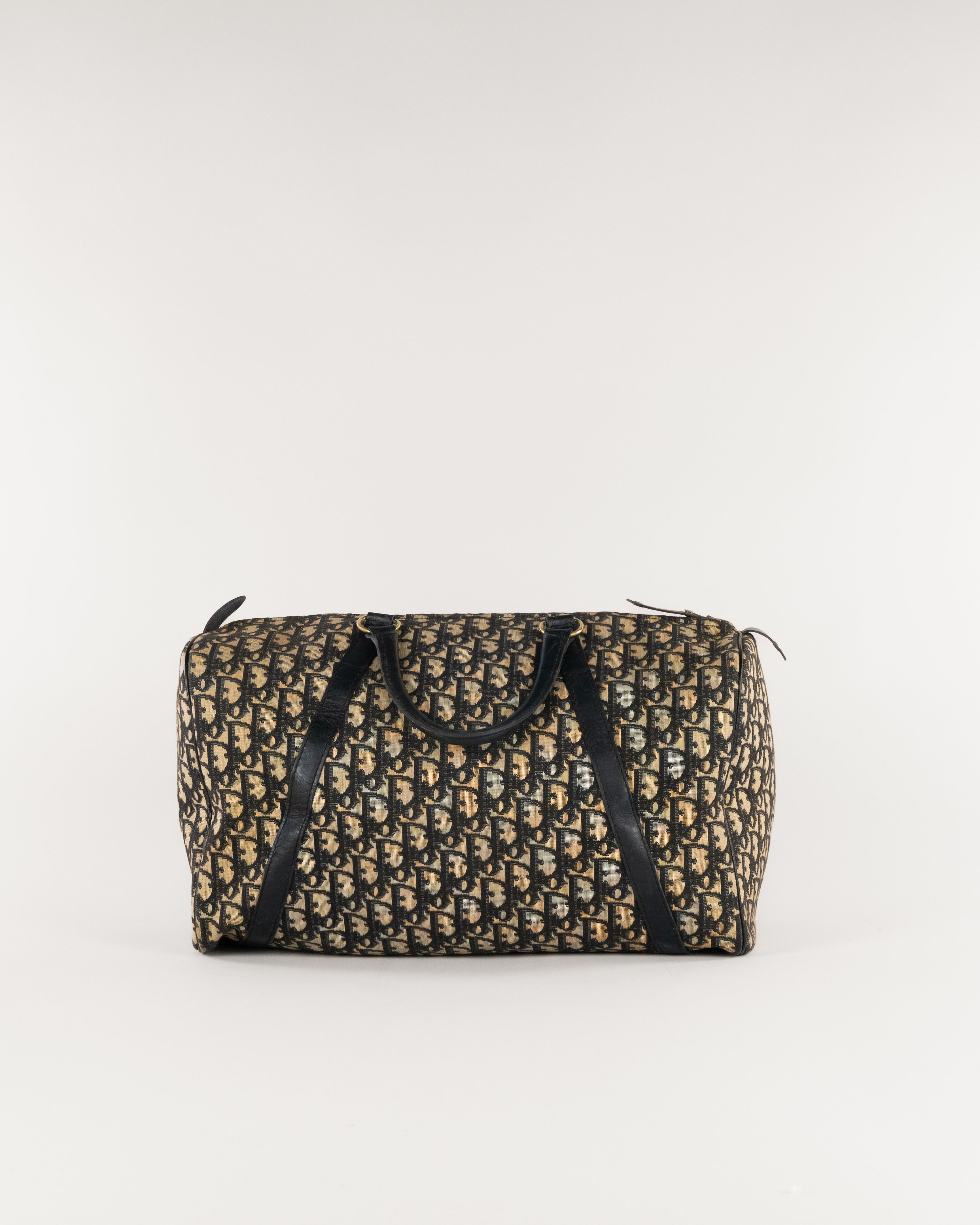 Christian Dior Christian Dior Trotter Canvas Boston Bag Black Gold