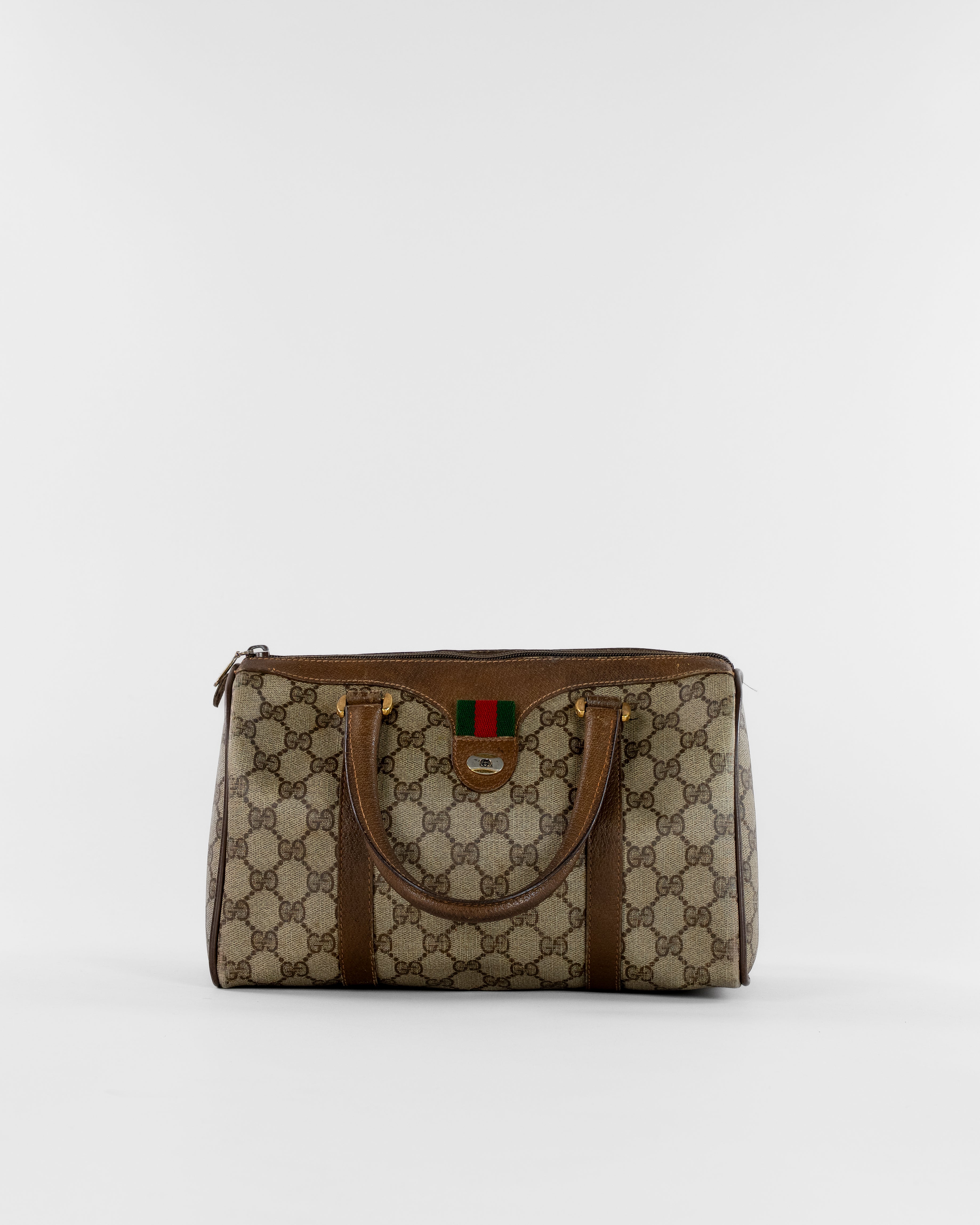 Gucci GG Supreme Sherry Line Hand Bag PVC Beige Gold 39 02 006