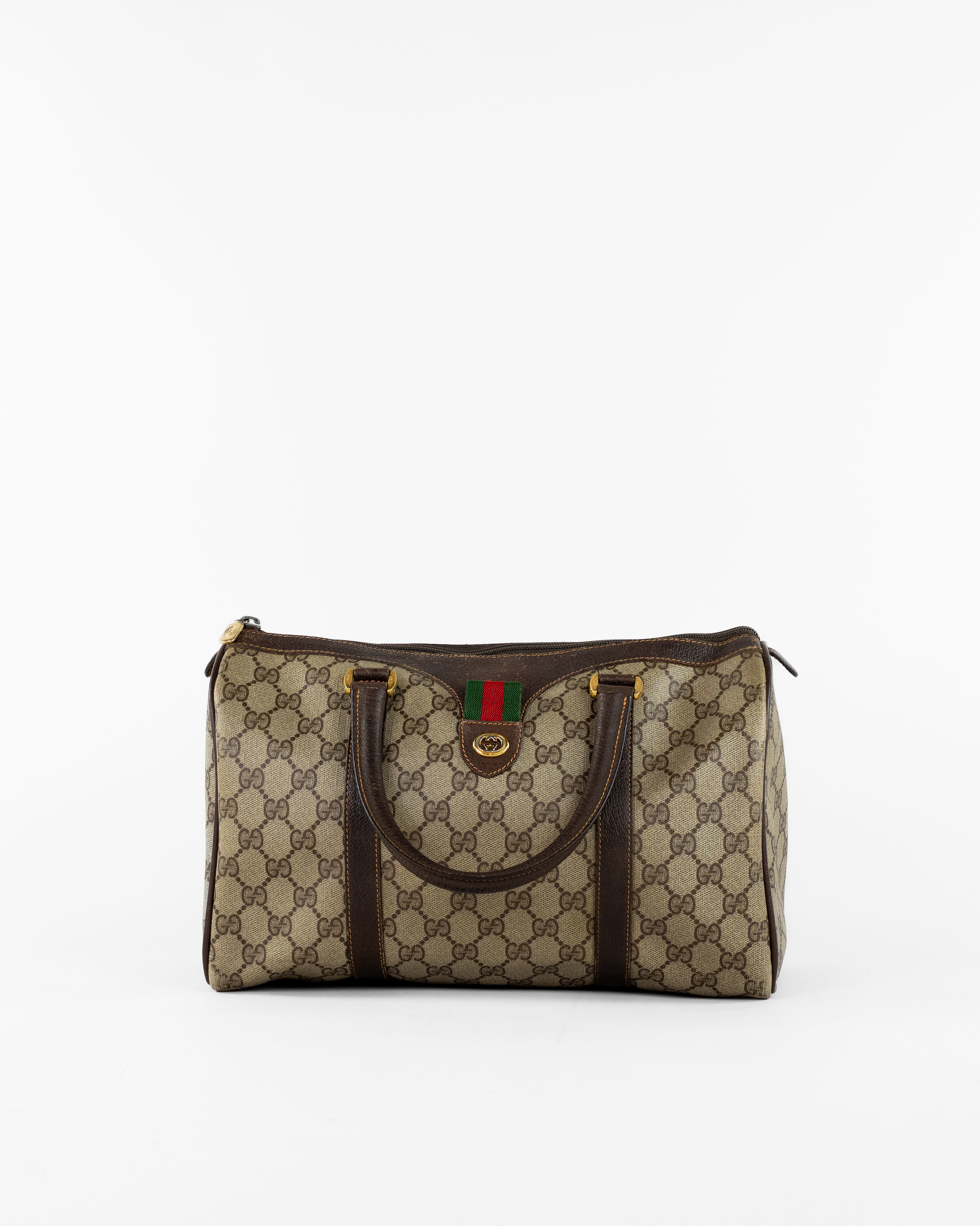 GG Supreme Web Sherry Line Hand Bag PVC Beige Gold