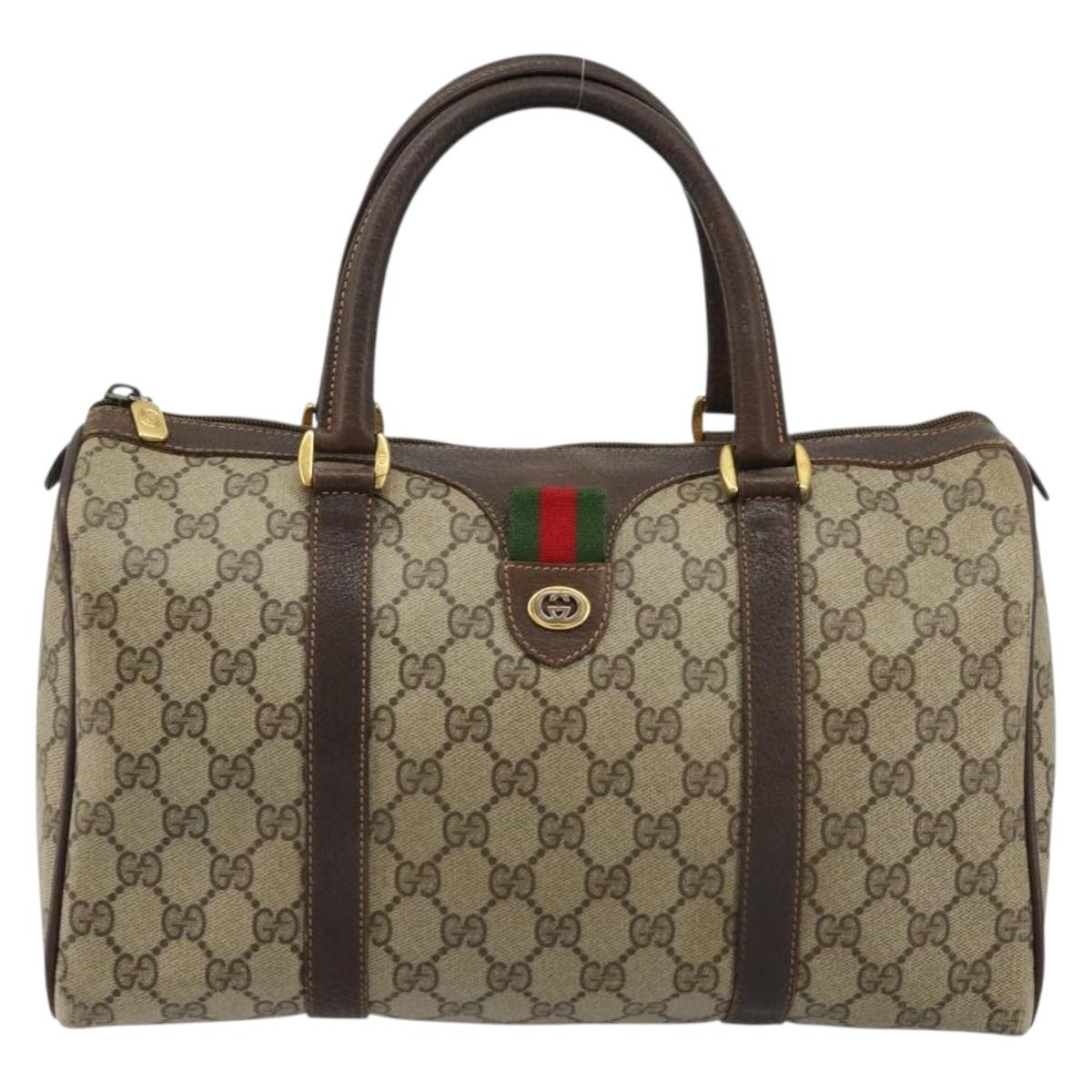 GG Supreme Web Sherry Line Hand Bag PVC Beige Gold