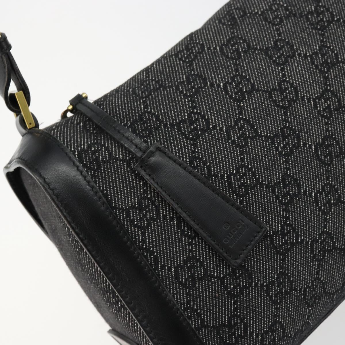 GG Canvas Shoulder Bag Black Gold