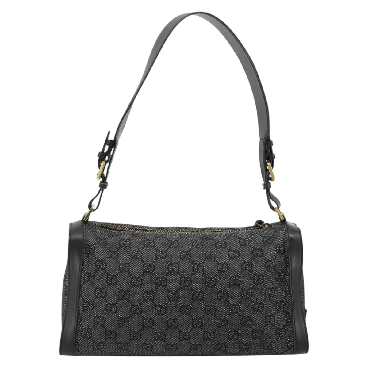 GG Canvas Shoulder Bag Black Gold